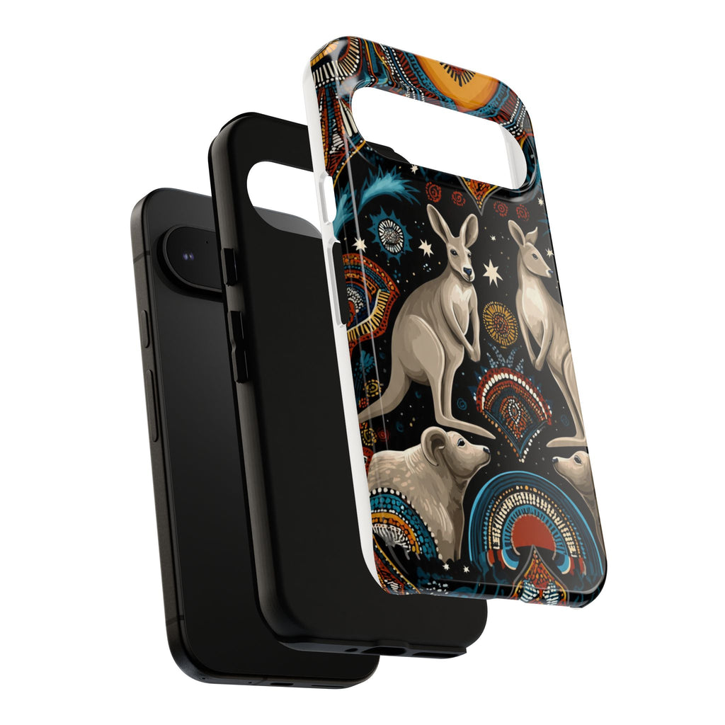 Kangaroo & Boomerang Tough Phone Case — Australian Wildlife Pattern