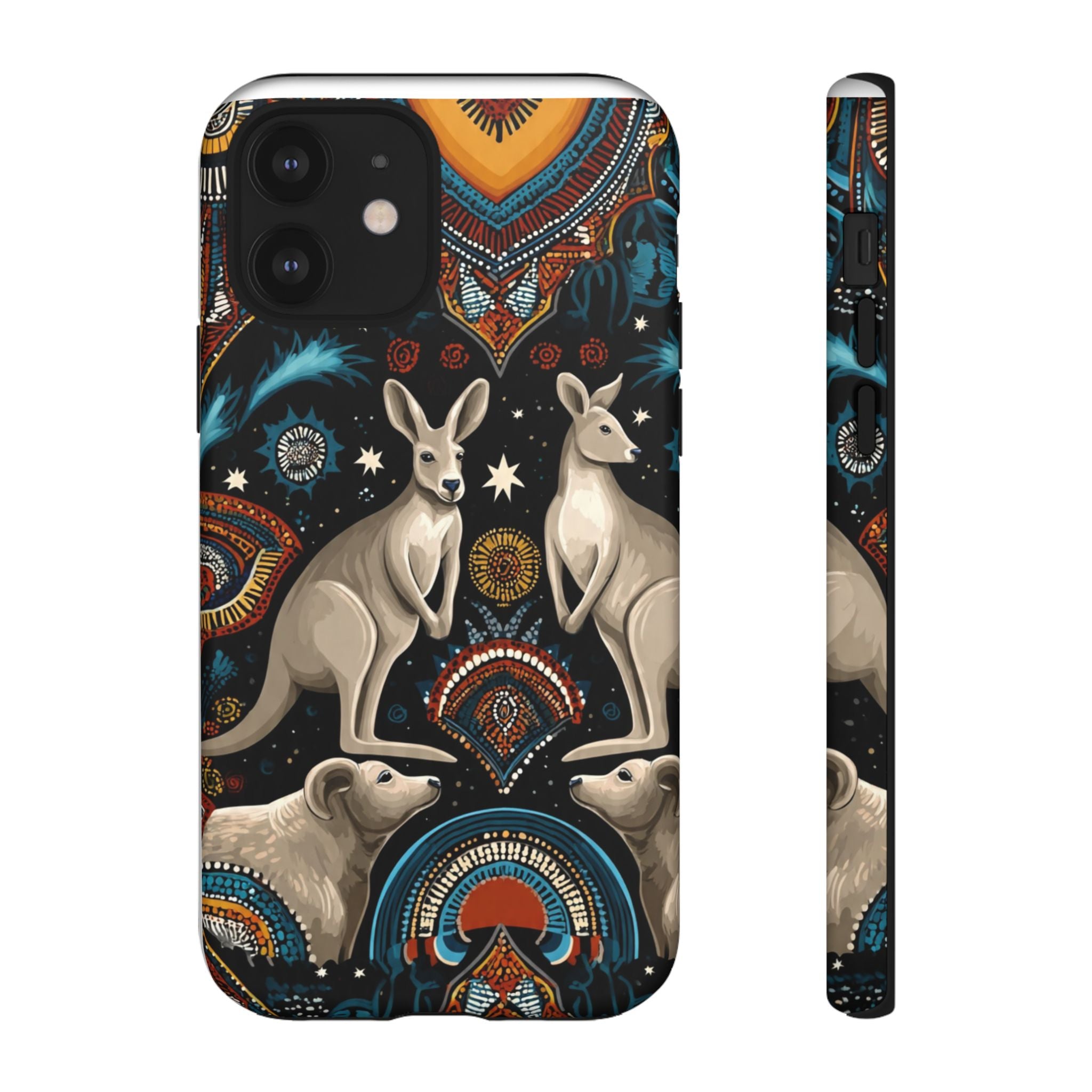Kangaroo & Boomerang Tough Phone Case — Australian Wildlife Pattern