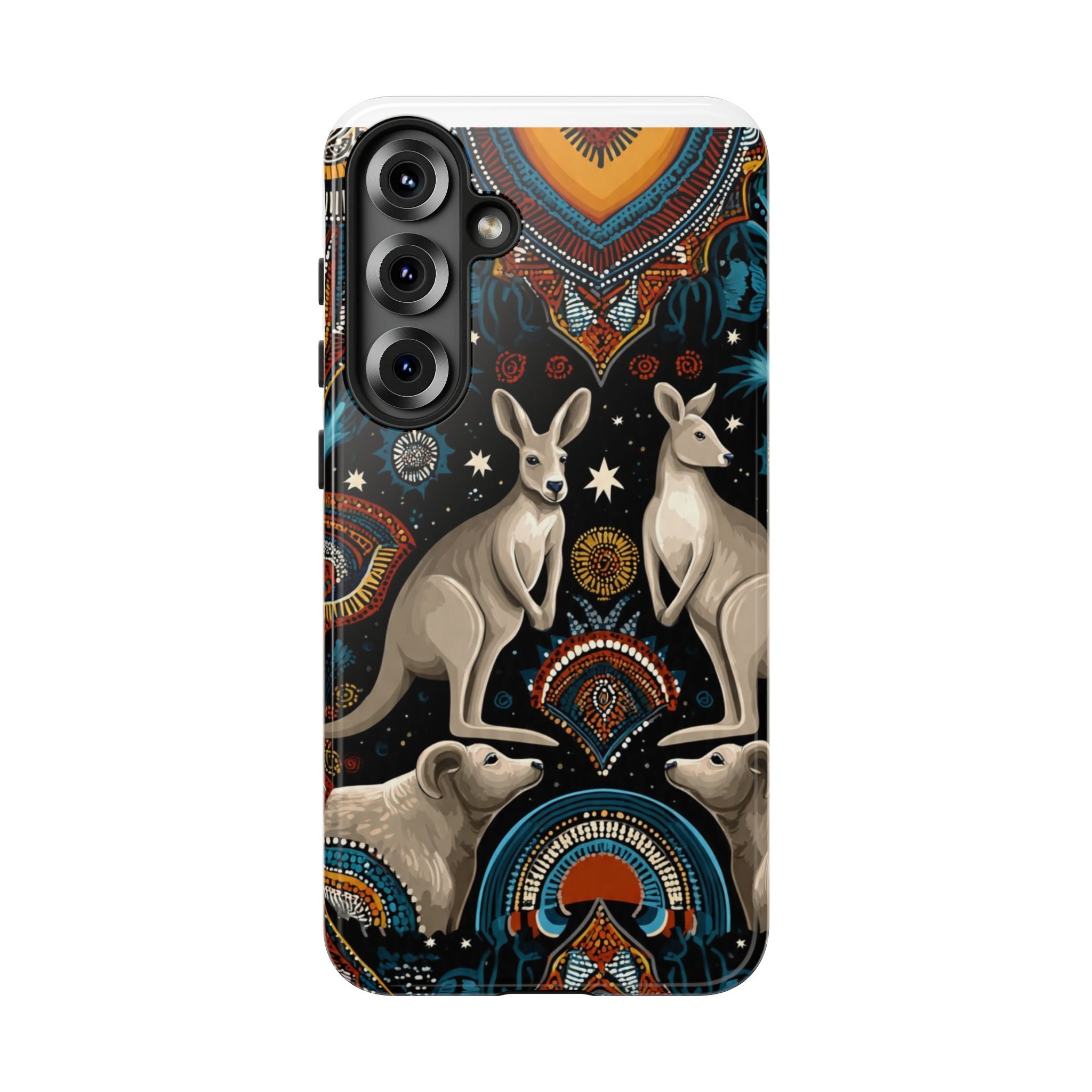 Kangaroo & Boomerang Tough Phone Case — Australian Wildlife Pattern