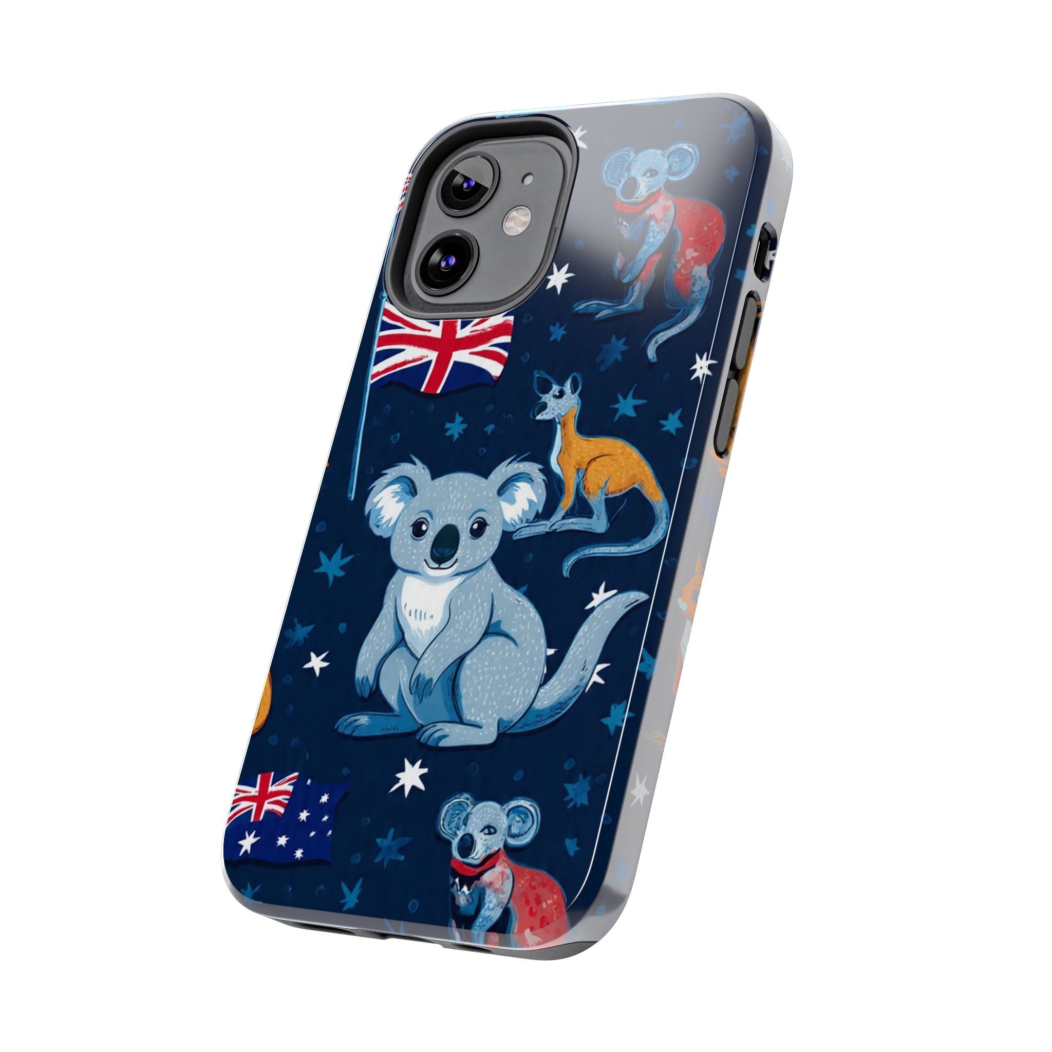Australian Wildlife Tough Phone Case — Koala & Kangaroo Flag Design