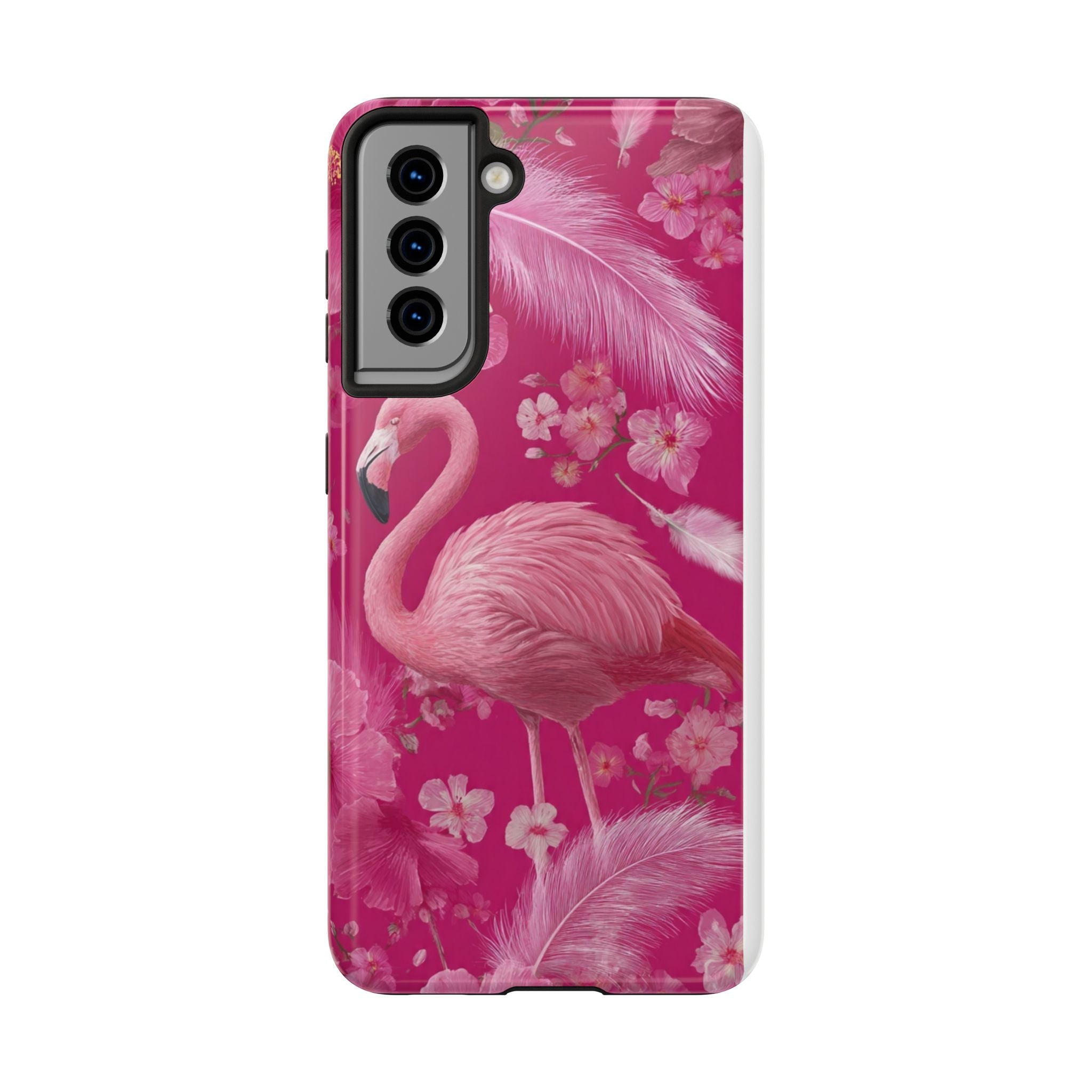 Flamingo Floral Tough Phone Case — Pink Tropical Feather Design