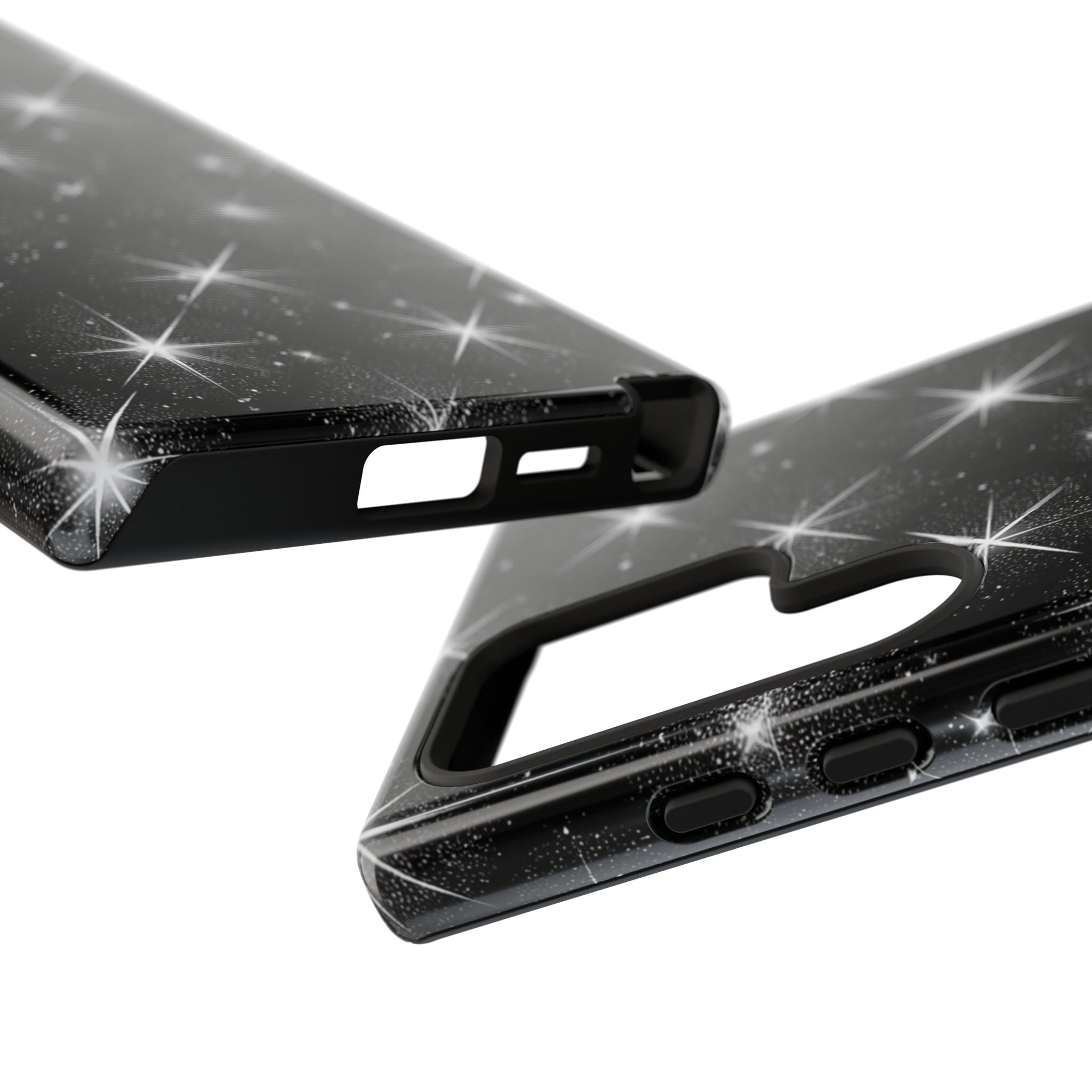 Galaxy Sparkle Tough Phone Case — Black Starfield Protective Cover