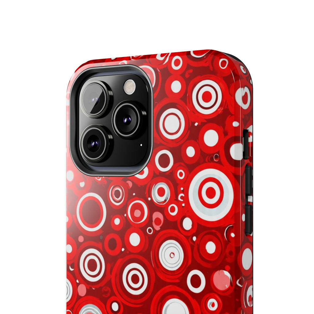 Red Retro Circles Tough Phone Case — Durable Shockproof Protective Cover