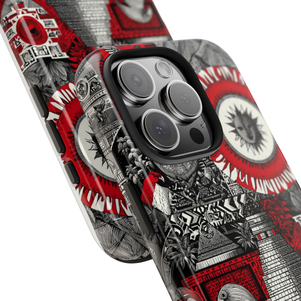 Tough Phone Case — Red Inca Pyramid Collage (Sun & Raven)