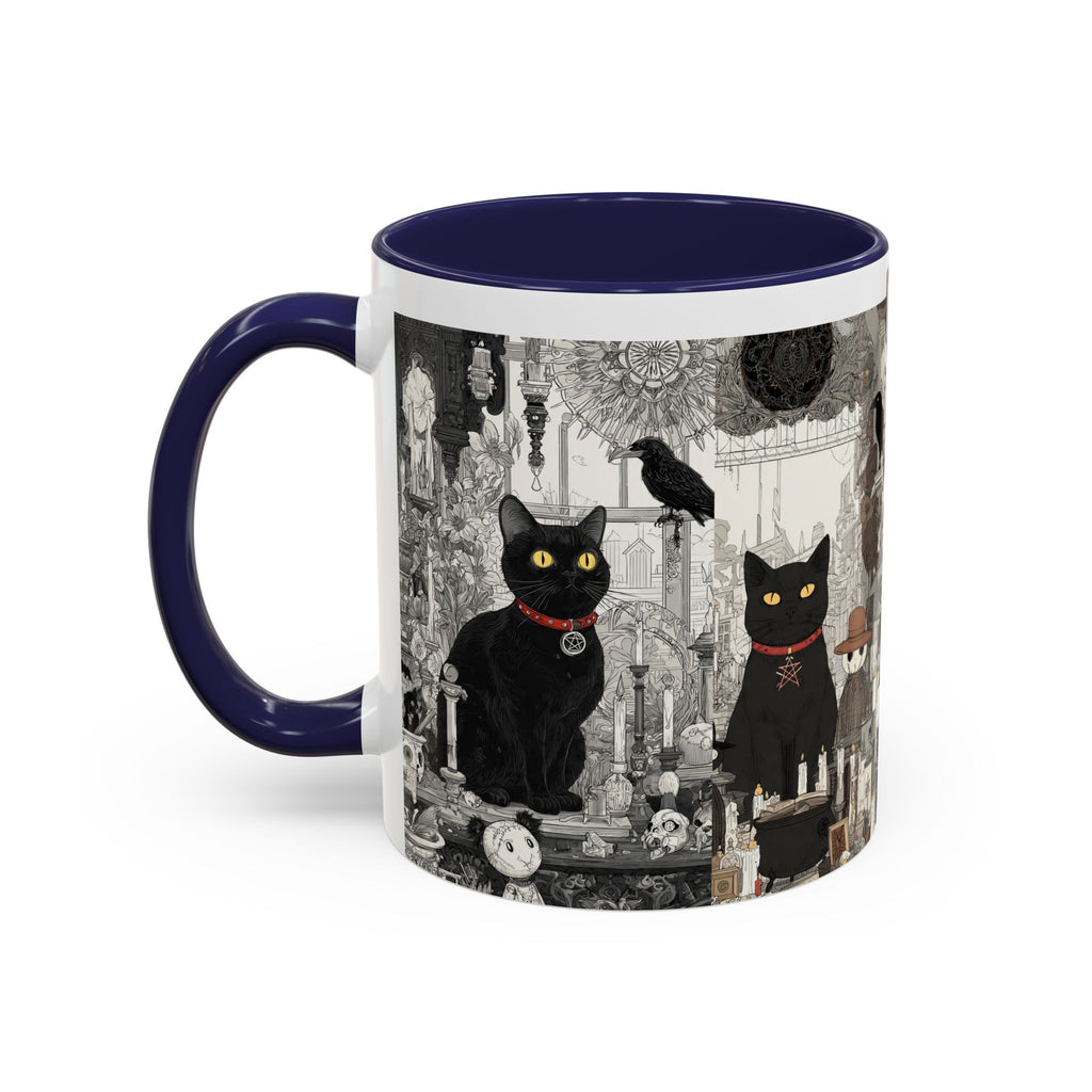 Black Cat Vintage Street Art Coffee Mug — 11/15oz Accent Ceramic