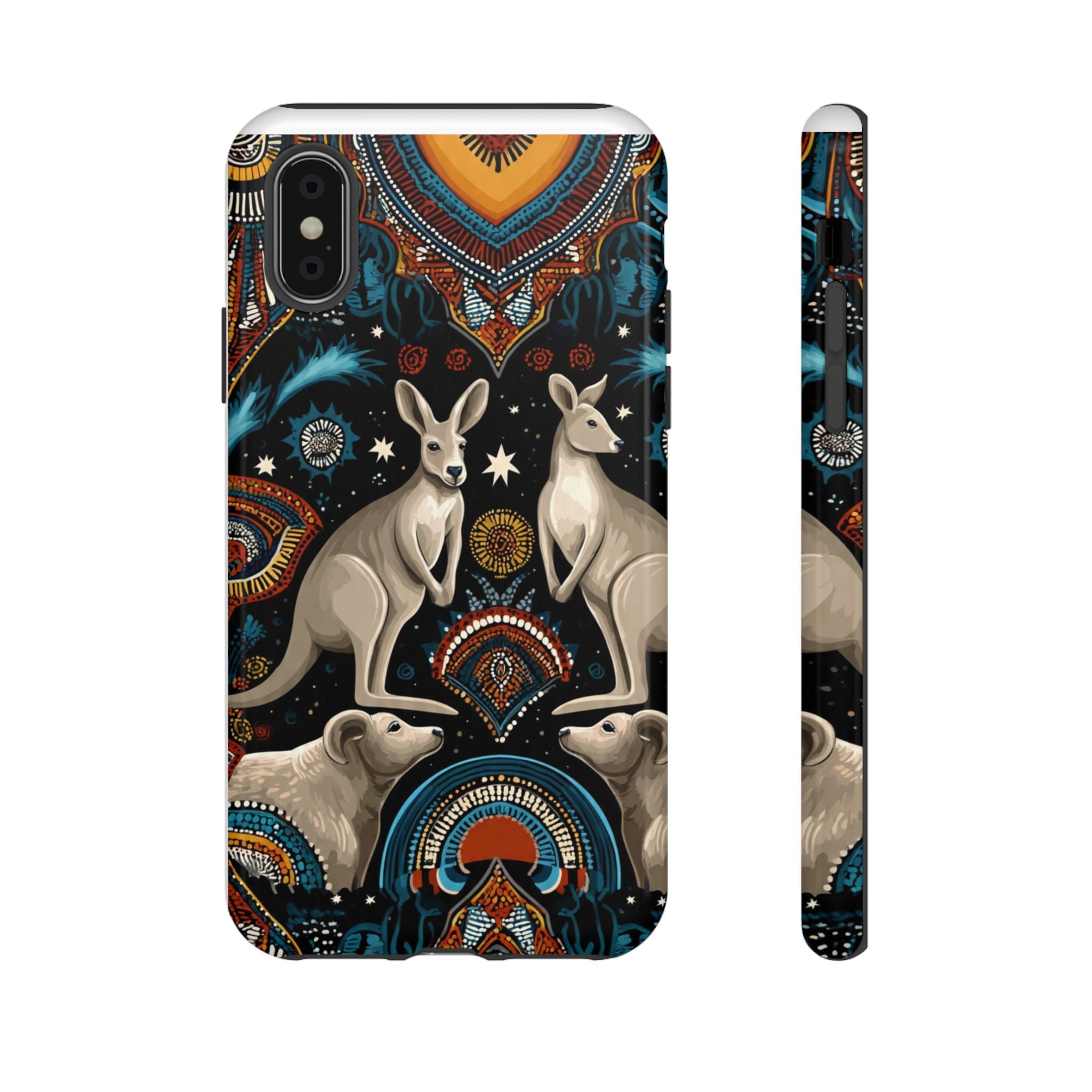 Kangaroo & Boomerang Tough Phone Case — Australian Wildlife Pattern