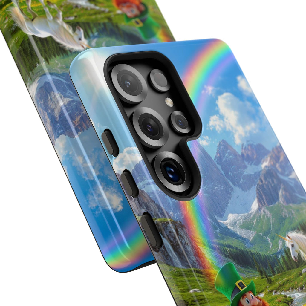 Lucky Leprechaun & Unicorn Phone Case — Rainbow Pot of Gold Protective Cover
