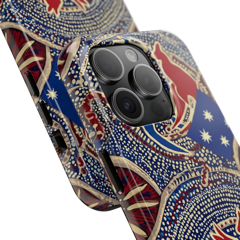 Australian Aboriginal Style Kangaroo Tough Phone Case — Patriotic Dot Art Phone Cover