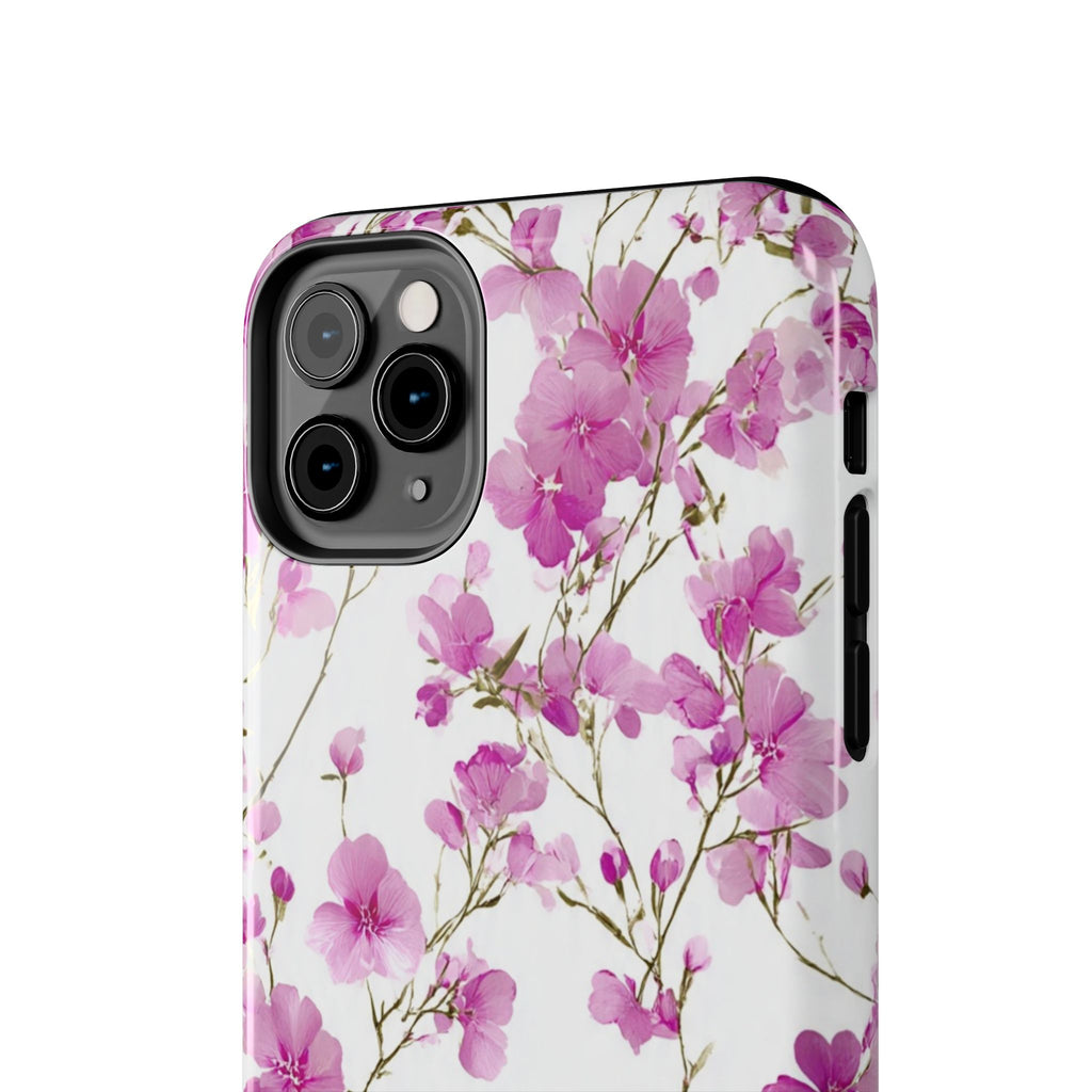 Floral Pink Blossoms Tough Phone Case — Durable Protective Phone Cover with Watercolor Cherry Blossom Design