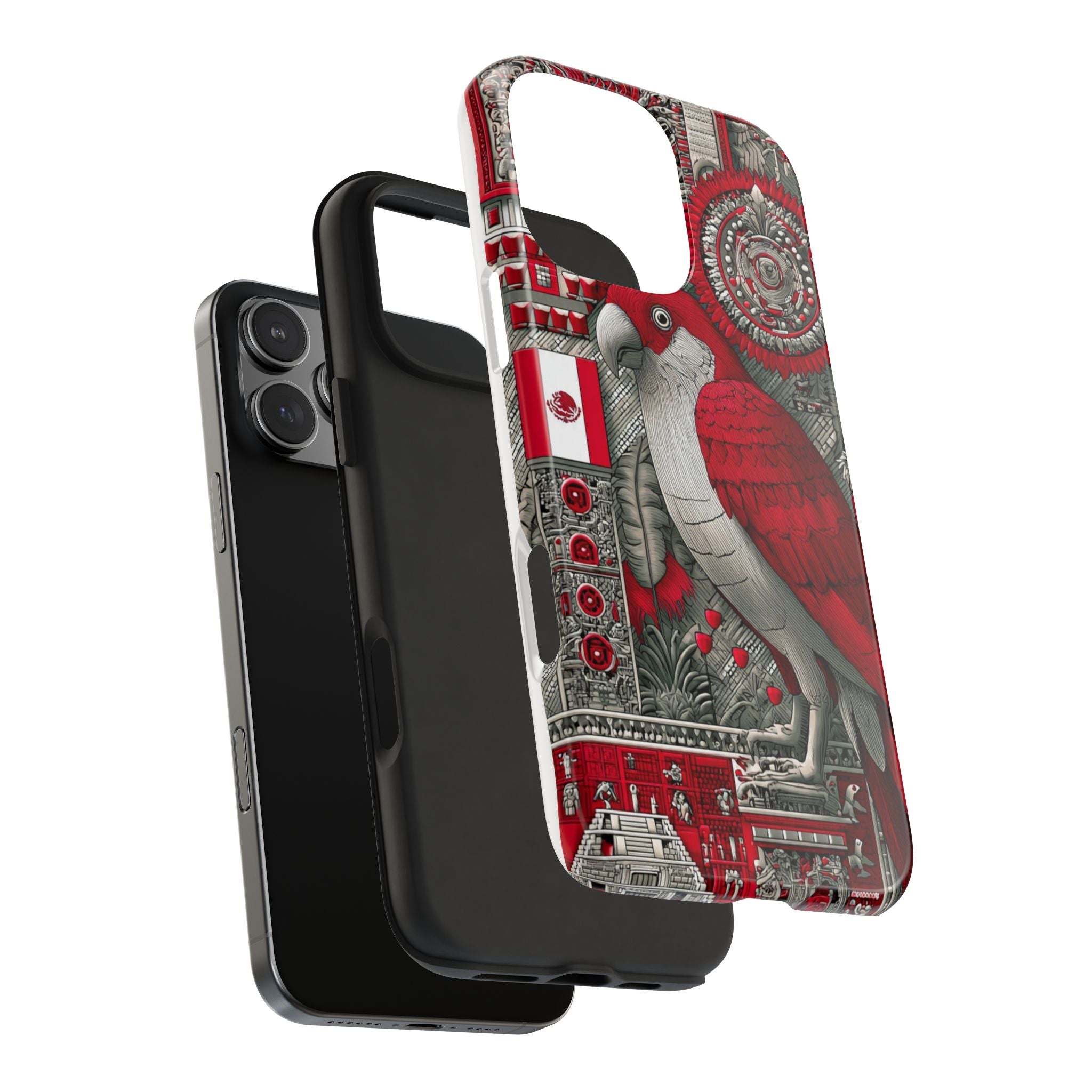 Tough Phone Case — Red Parrot Graphic Impact-Resistant Phone Cover