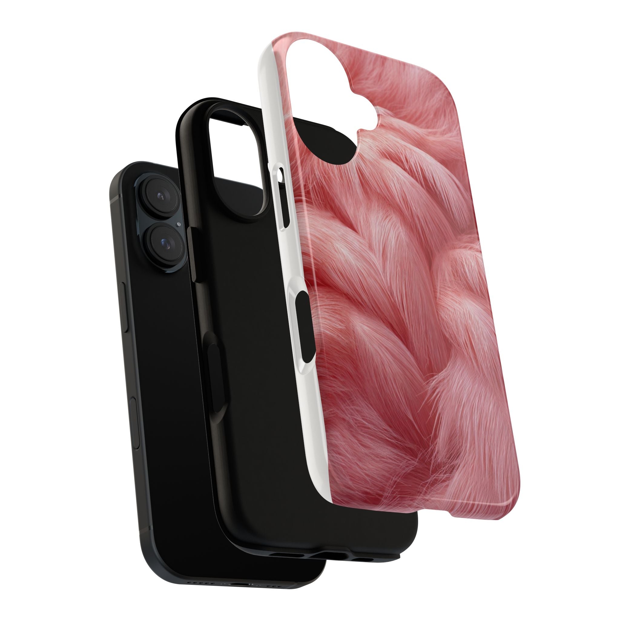 Phone Case — Pink Flamingo Fur Texture Tough Protective Case