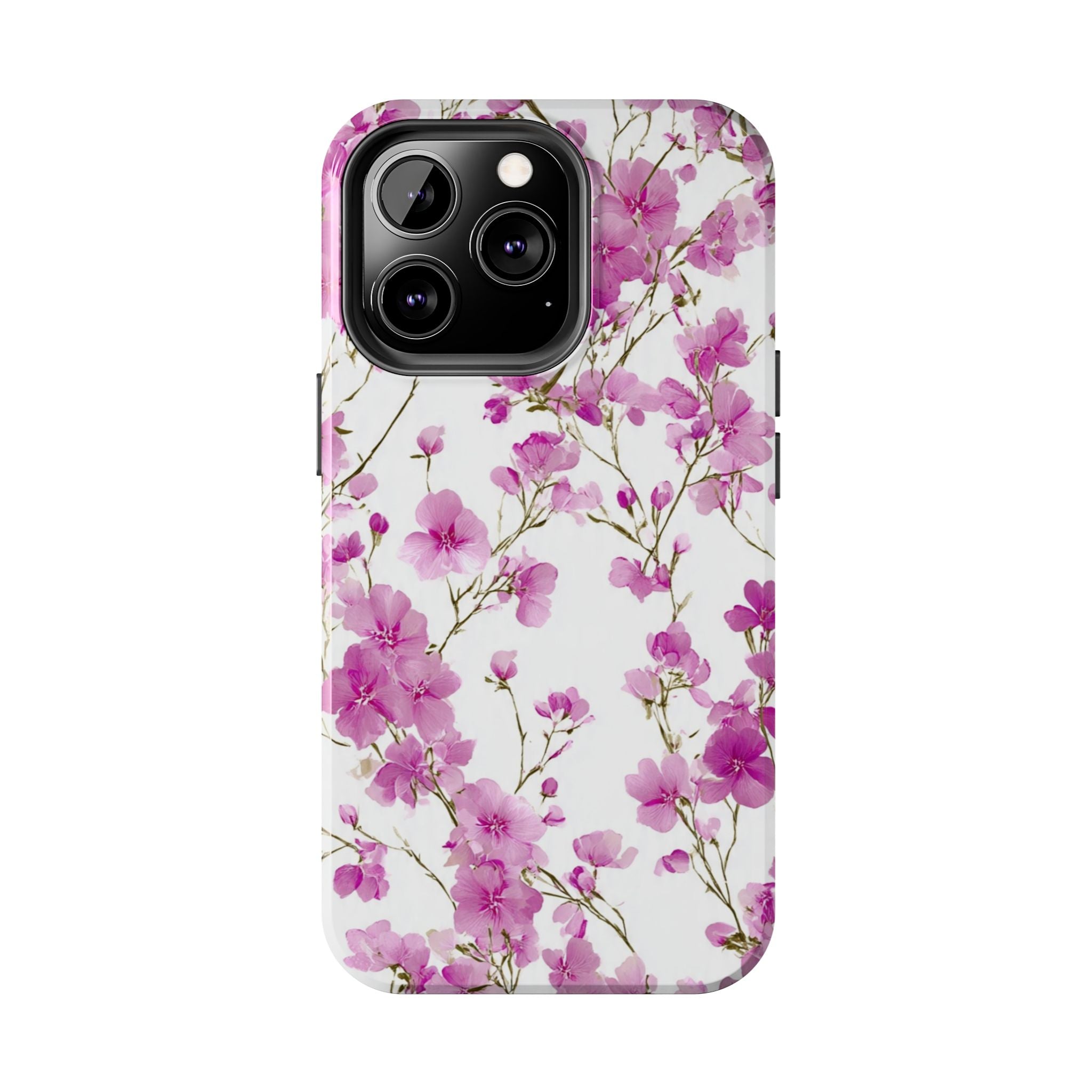 Floral Pink Blossoms Tough Phone Case — Durable Protective Phone Cover with Watercolor Cherry Blossom Design
