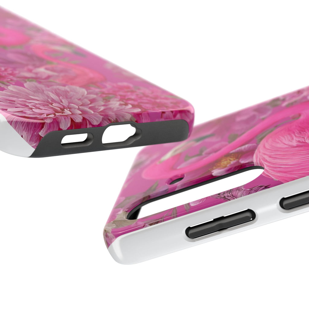 Pink Flamingo Floral Tough Phone Case — Protective iPhone Cover