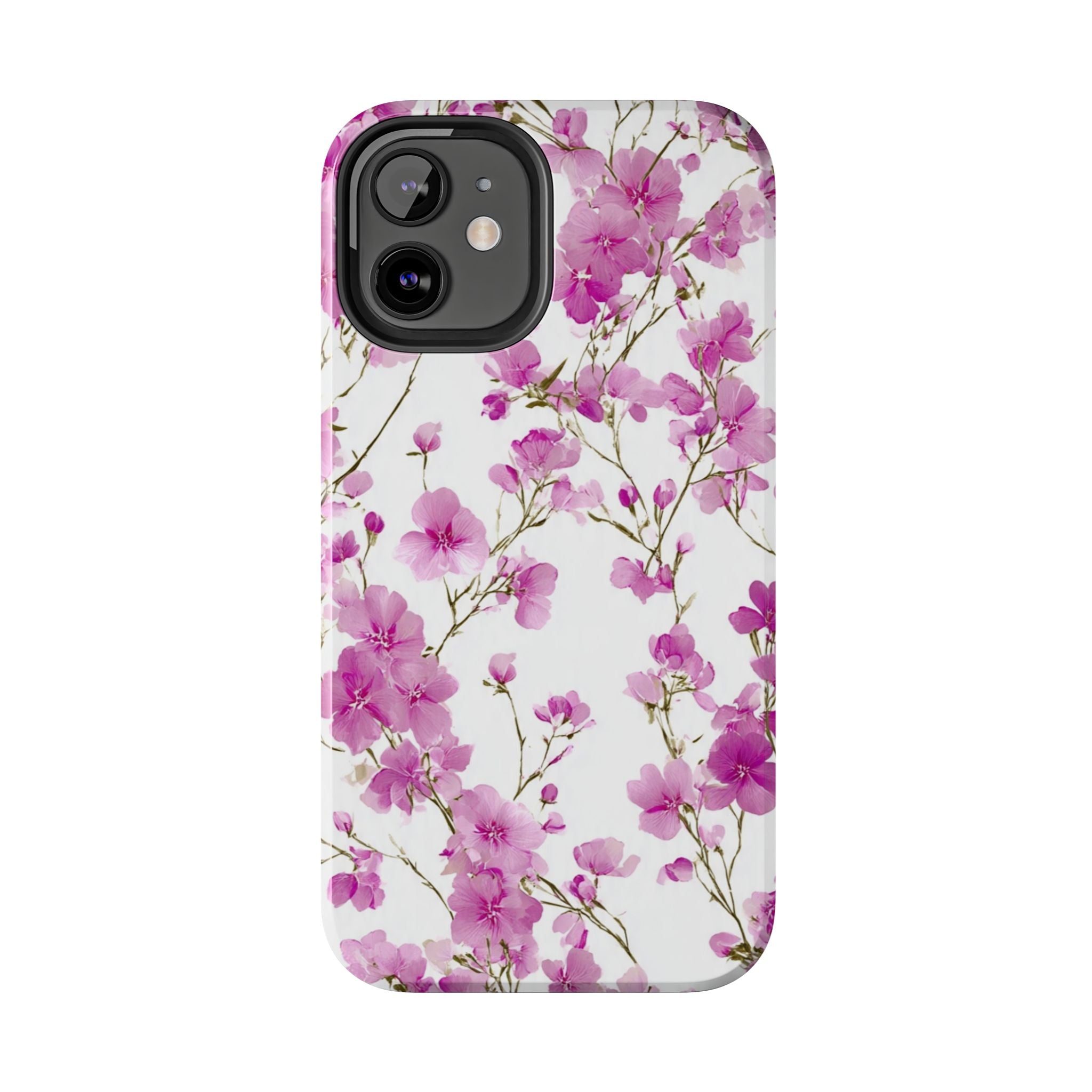 Floral Pink Blossoms Tough Phone Case — Durable Protective Phone Cover with Watercolor Cherry Blossom Design