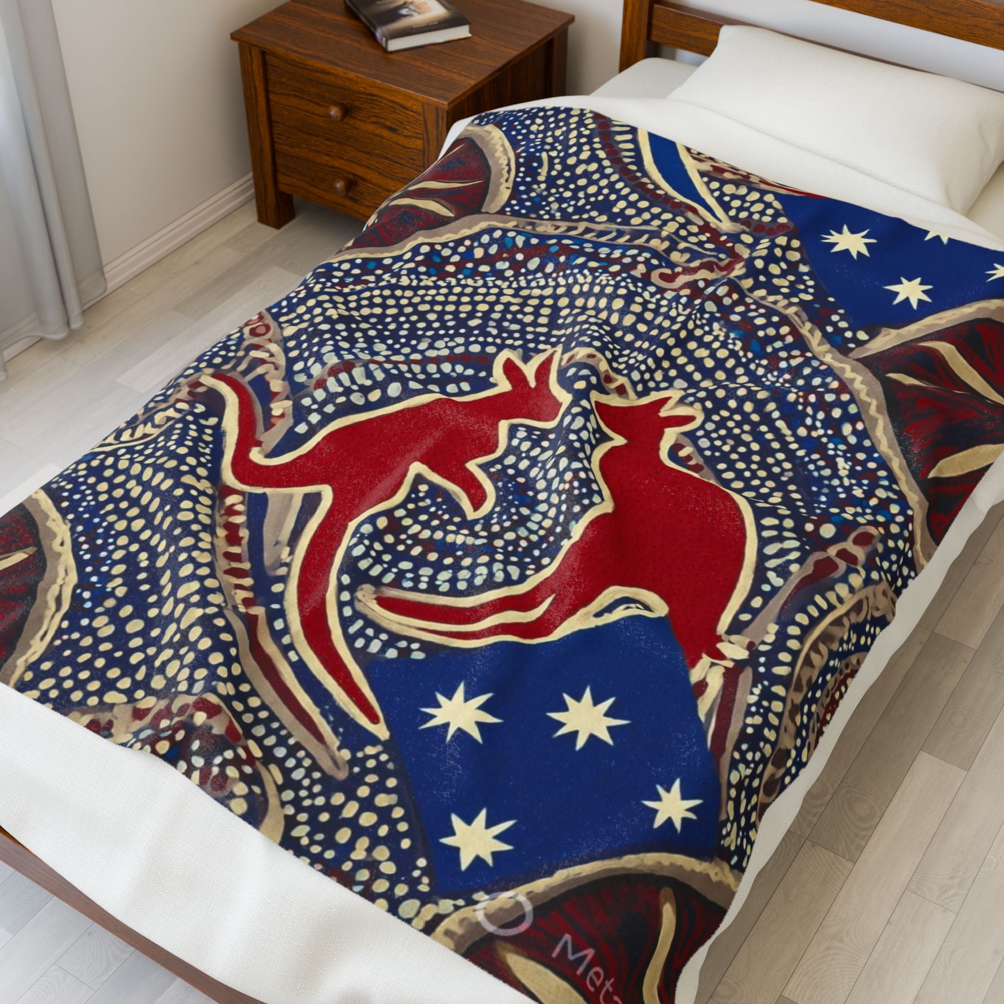 Kangaroo Aboriginal Art Velveteen Plush Blanket