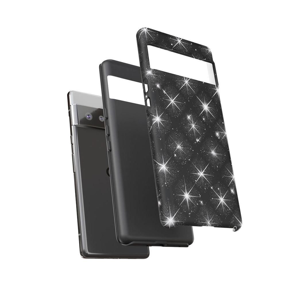 Galaxy Sparkle Tough Phone Case — Black Starfield Protective Cover