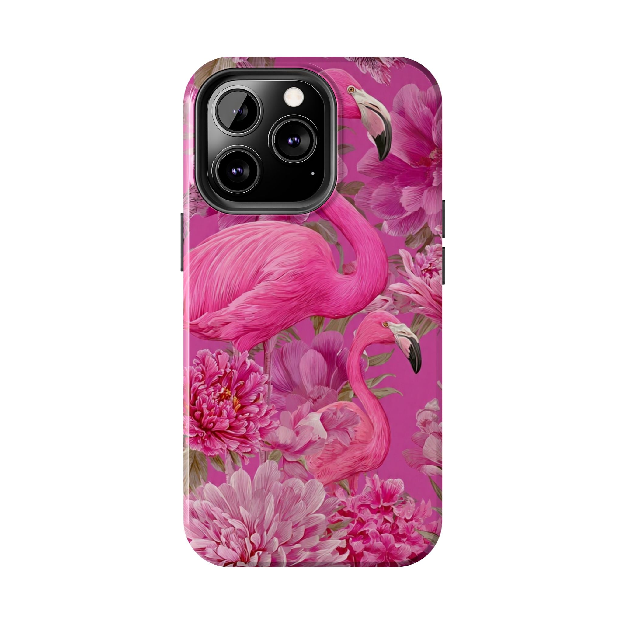 Pink Flamingo Floral Tough Phone Case — Protective iPhone Cover