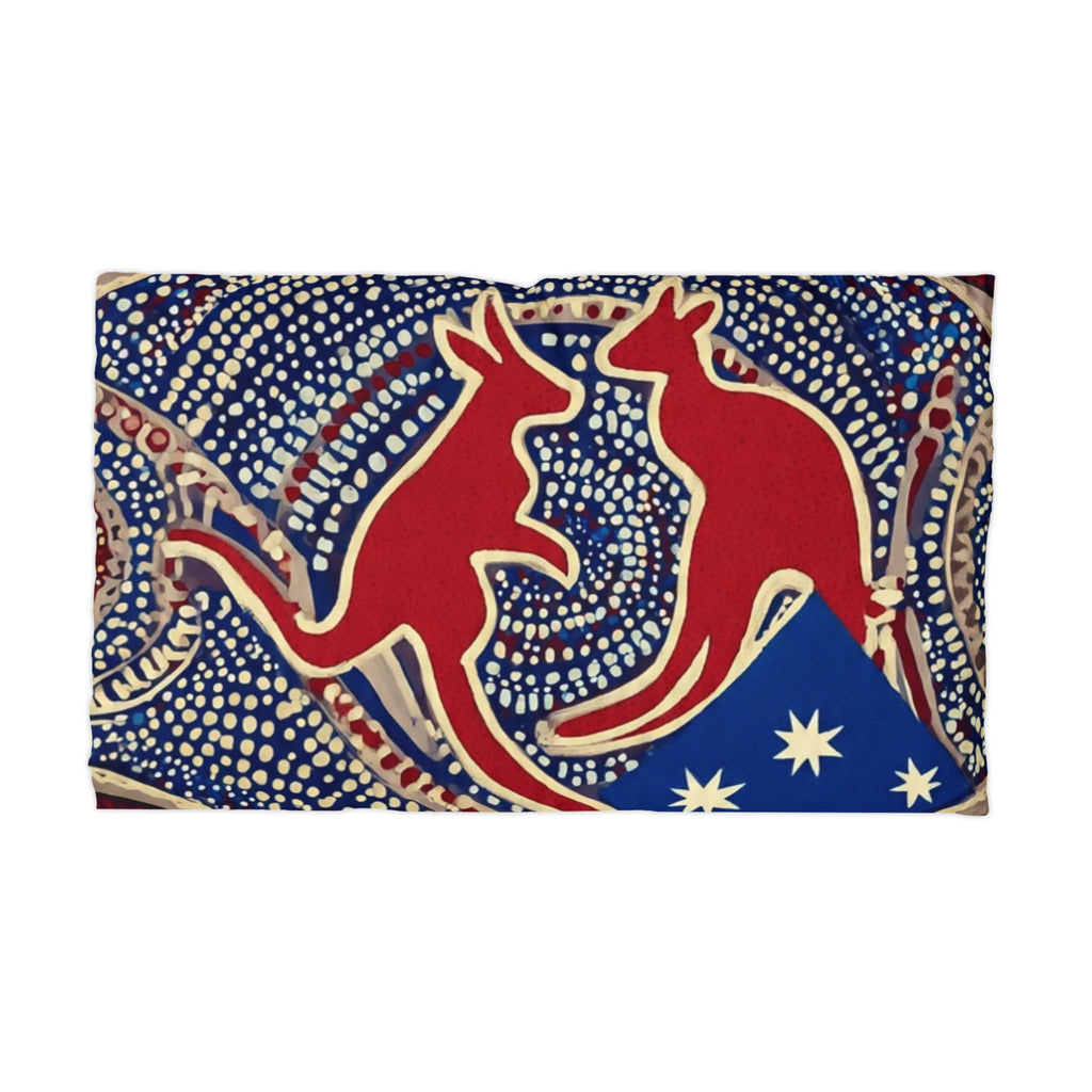 Kangaroo Dot Art Microfiber Pillowcase — Australian Flag Motif