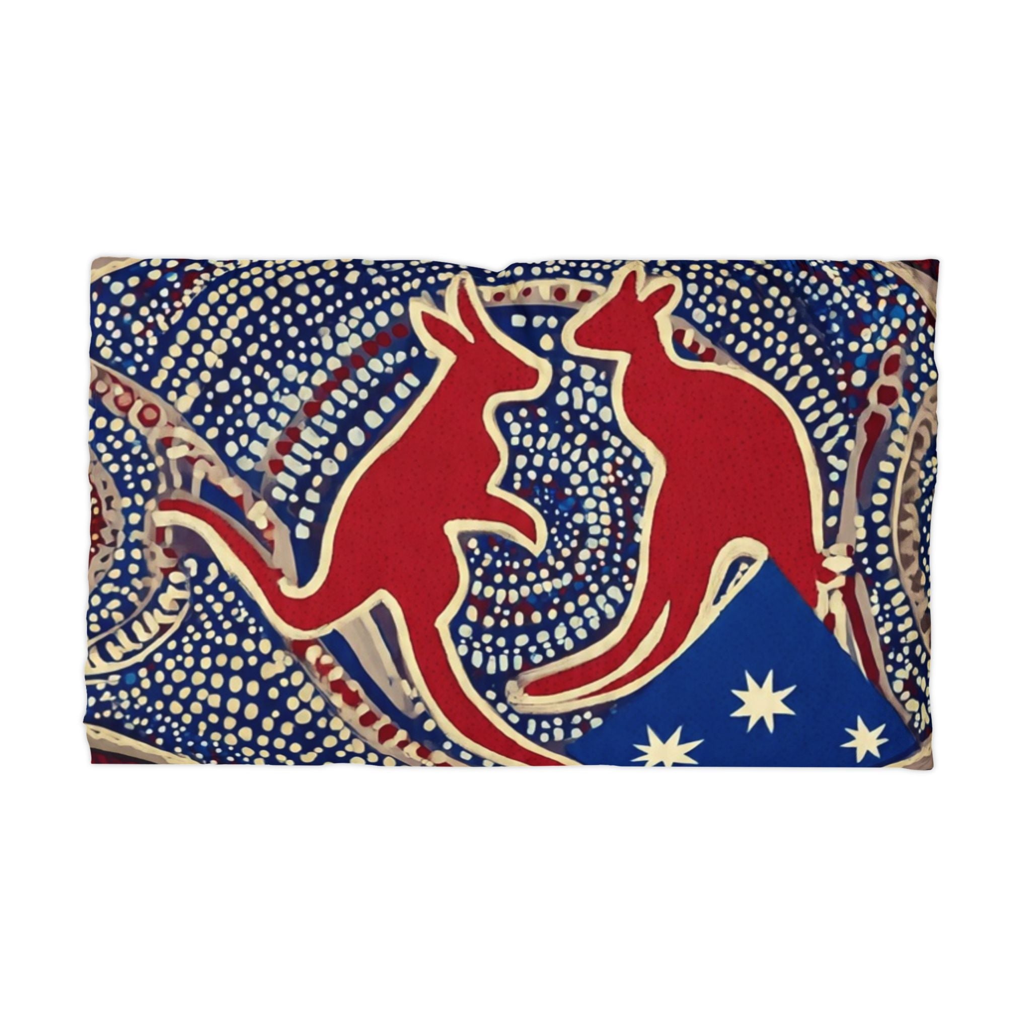 Kangaroo Dot Art Microfiber Pillowcase — Australian Flag Motif