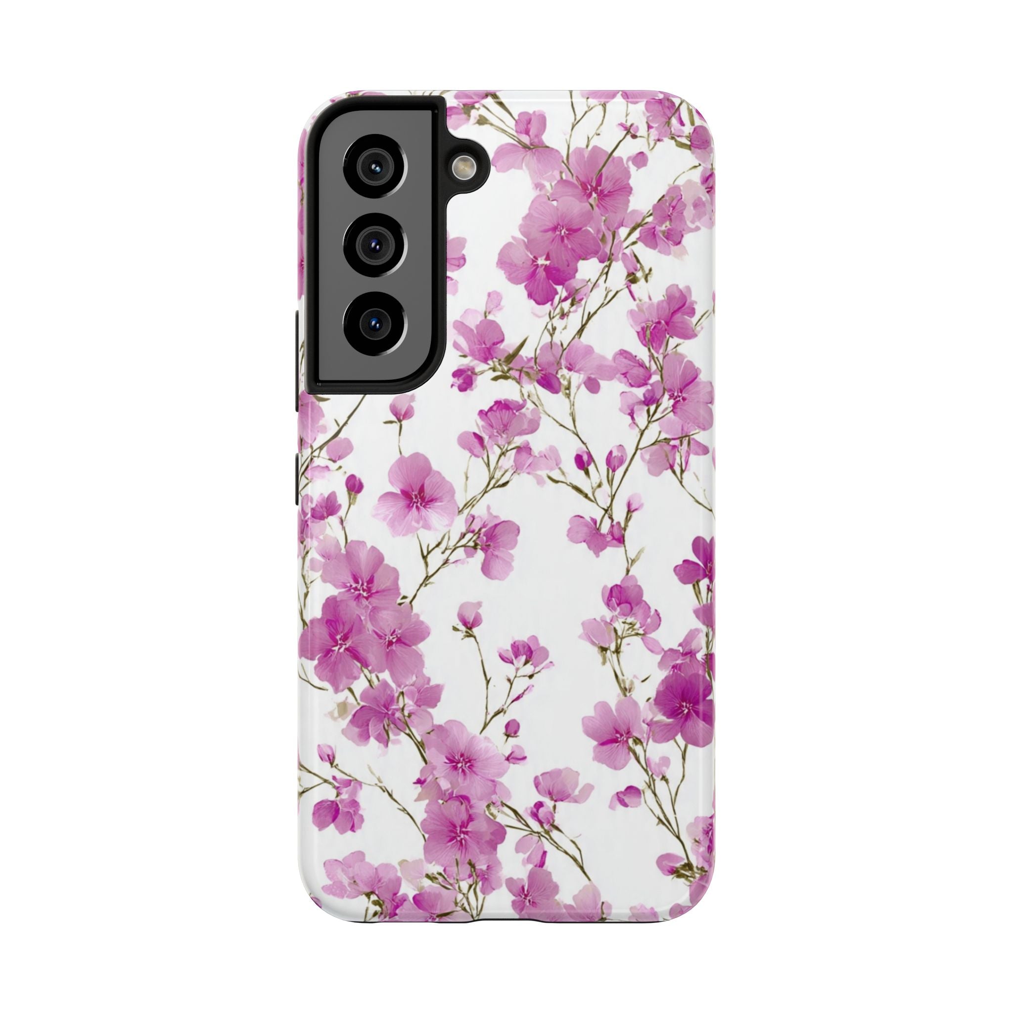 Floral Pink Blossoms Tough Phone Case — Durable Protective Phone Cover with Watercolor Cherry Blossom Design