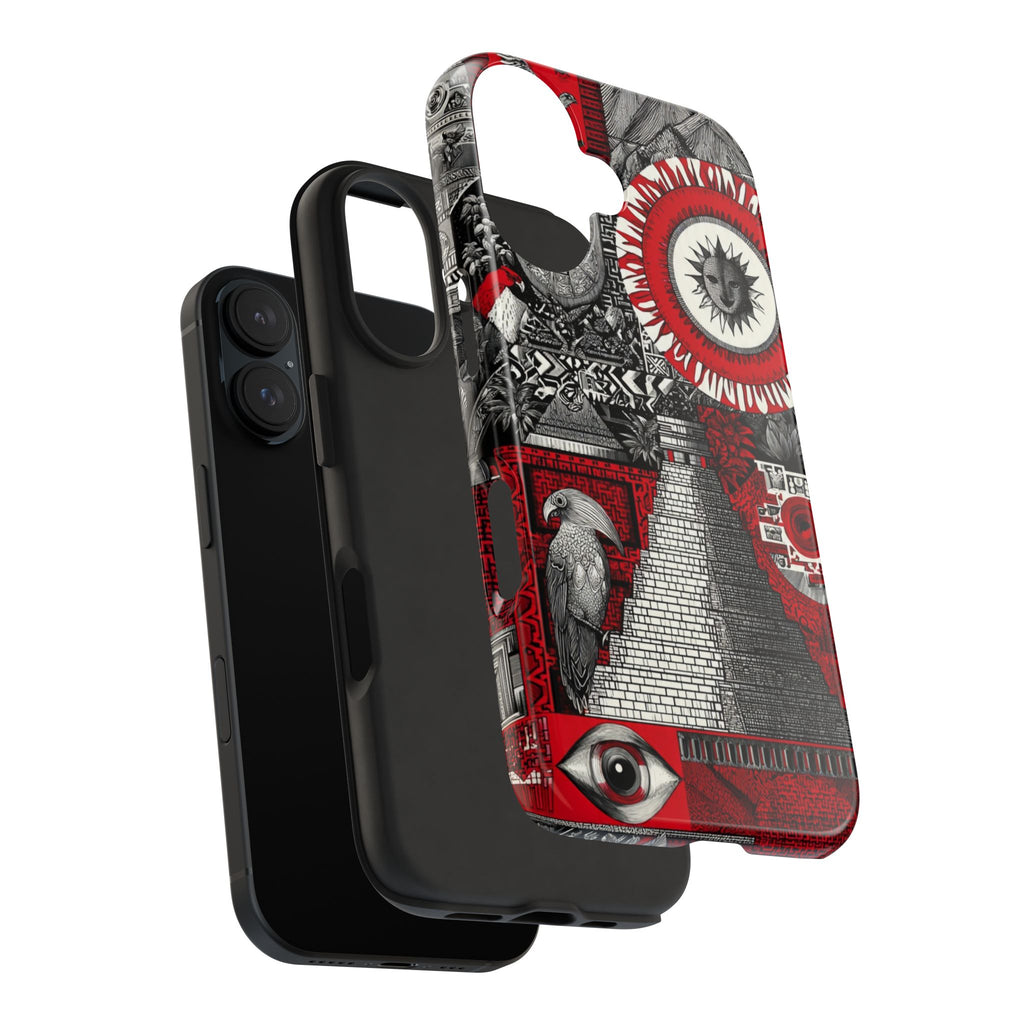 Tough Phone Case — Red Inca Pyramid Collage (Sun & Raven)