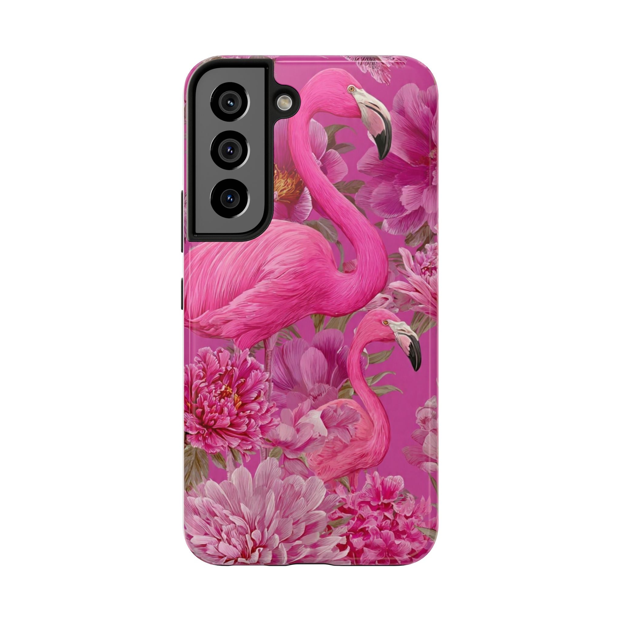 Pink Flamingo Floral Tough Phone Case — Protective iPhone Cover