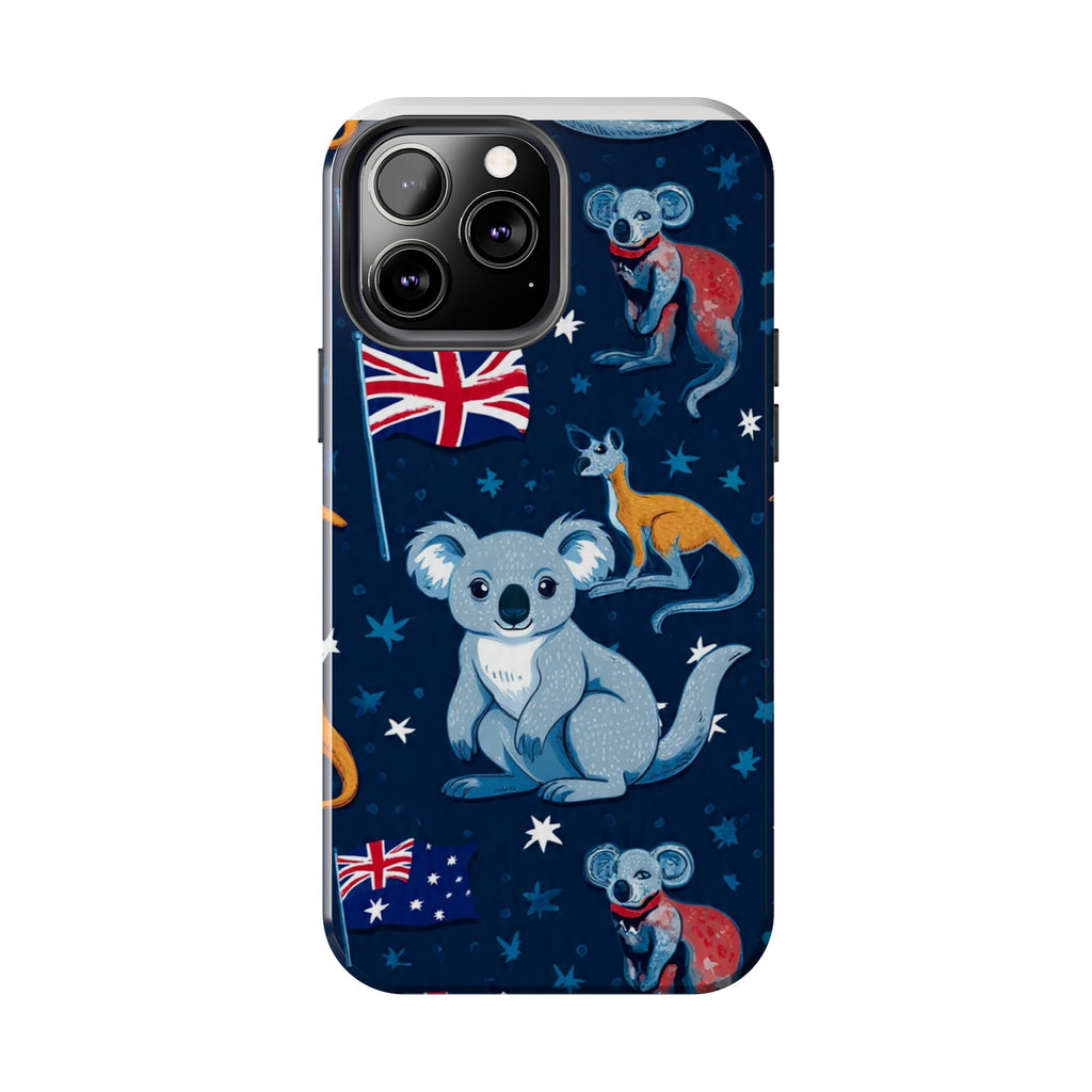 Australian Wildlife Tough Phone Case — Koala & Kangaroo Flag Design