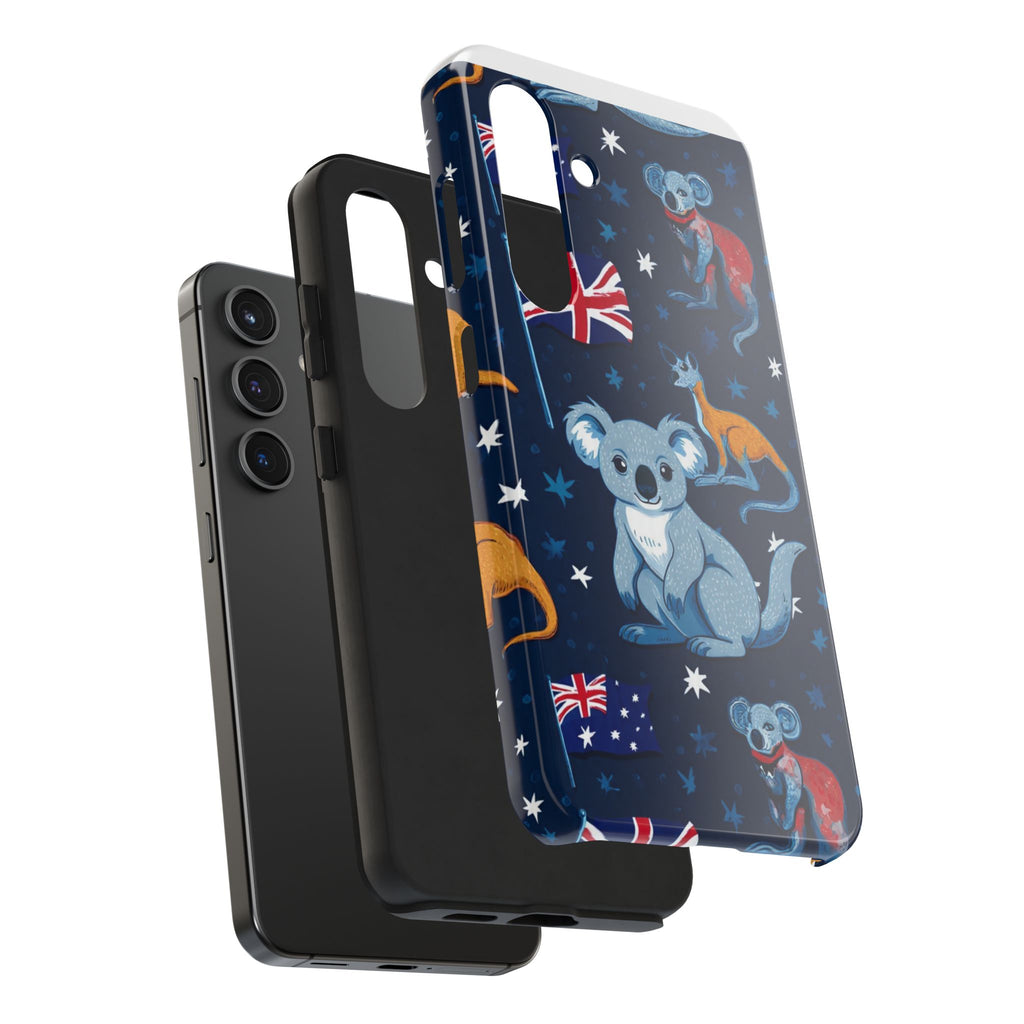 Australian Wildlife Tough Phone Case — Koala & Kangaroo Flag Design