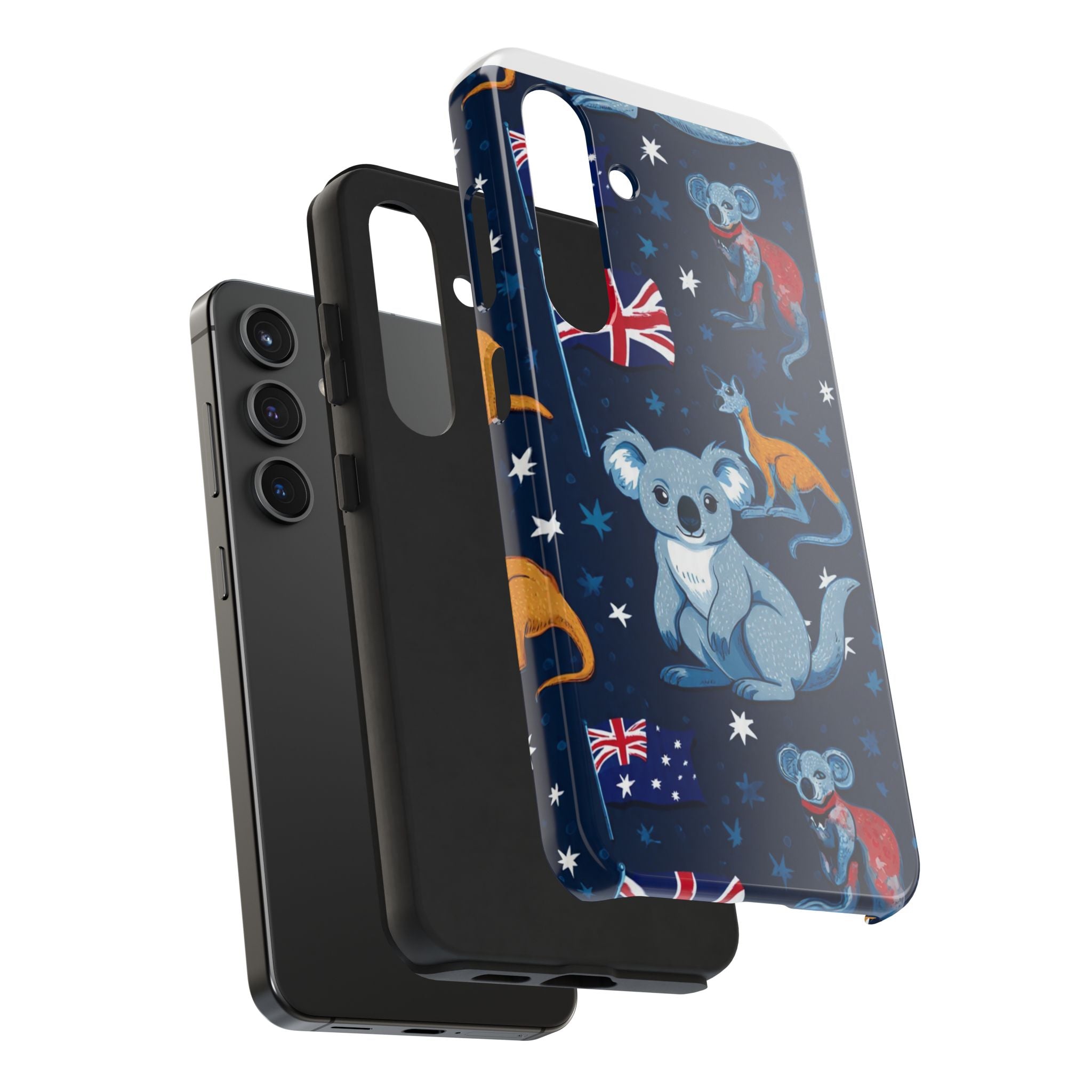 Australian Wildlife Tough Phone Case — Koala & Kangaroo Flag Design