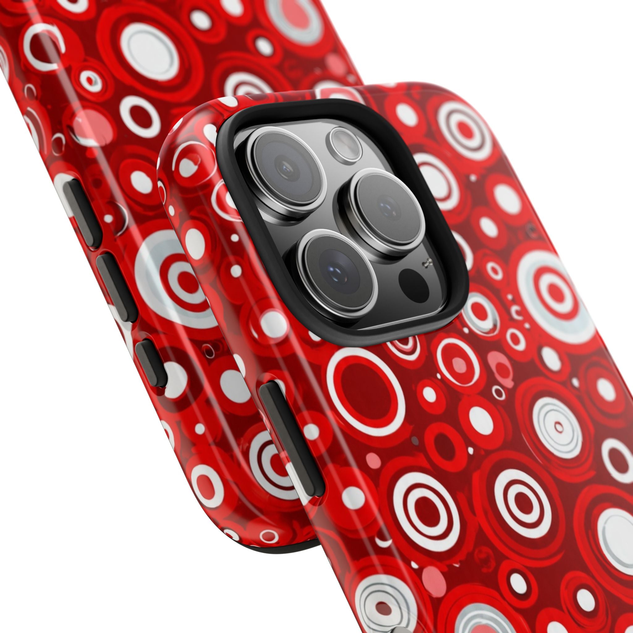 Red Retro Circles Tough Phone Case — Durable Shockproof Protective Cover