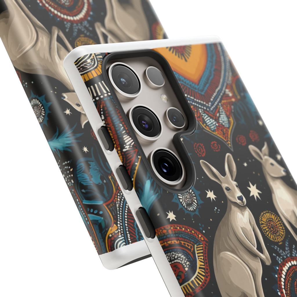 Kangaroo & Boomerang Tough Phone Case — Australian Wildlife Pattern