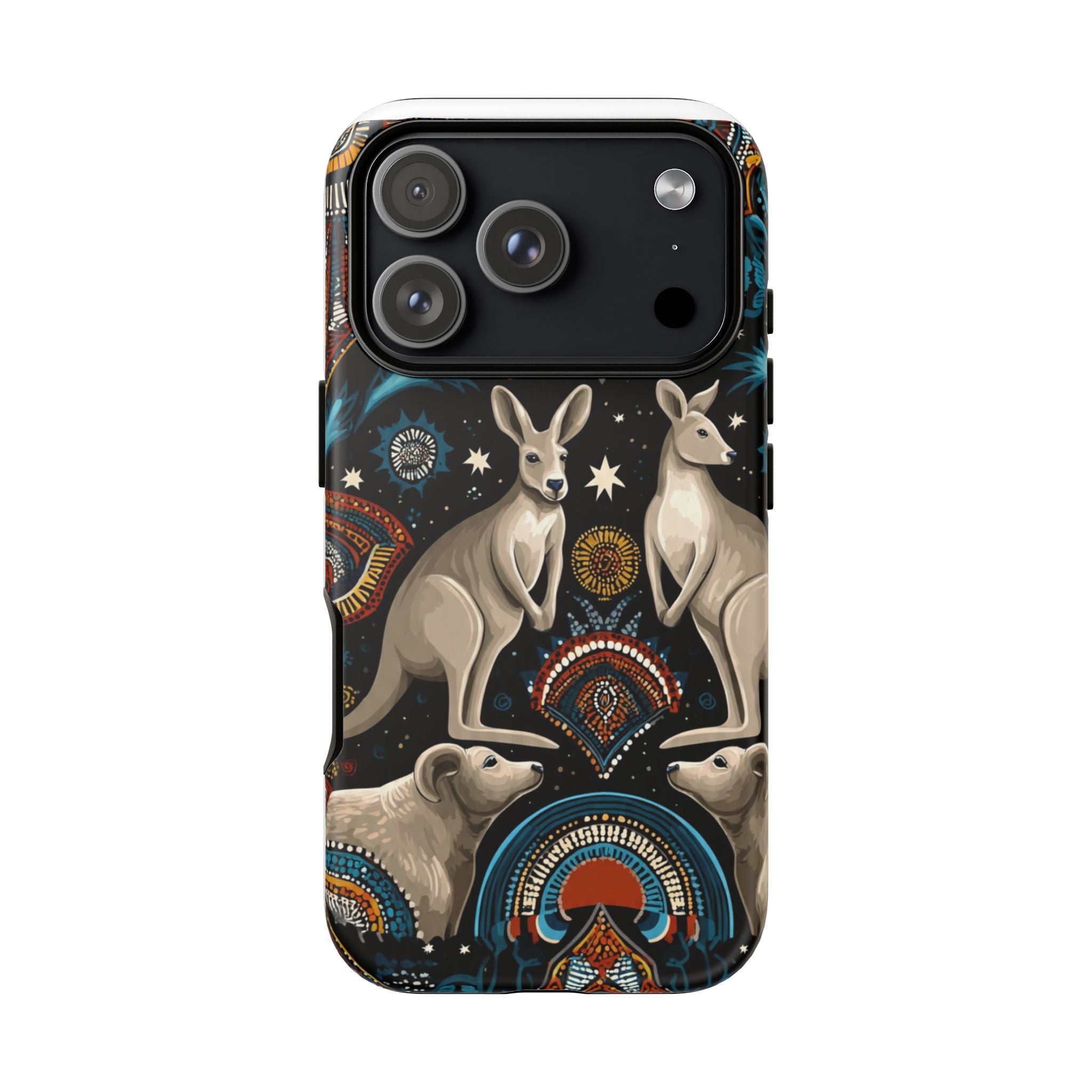 Kangaroo & Boomerang Tough Phone Case — Australian Wildlife Pattern