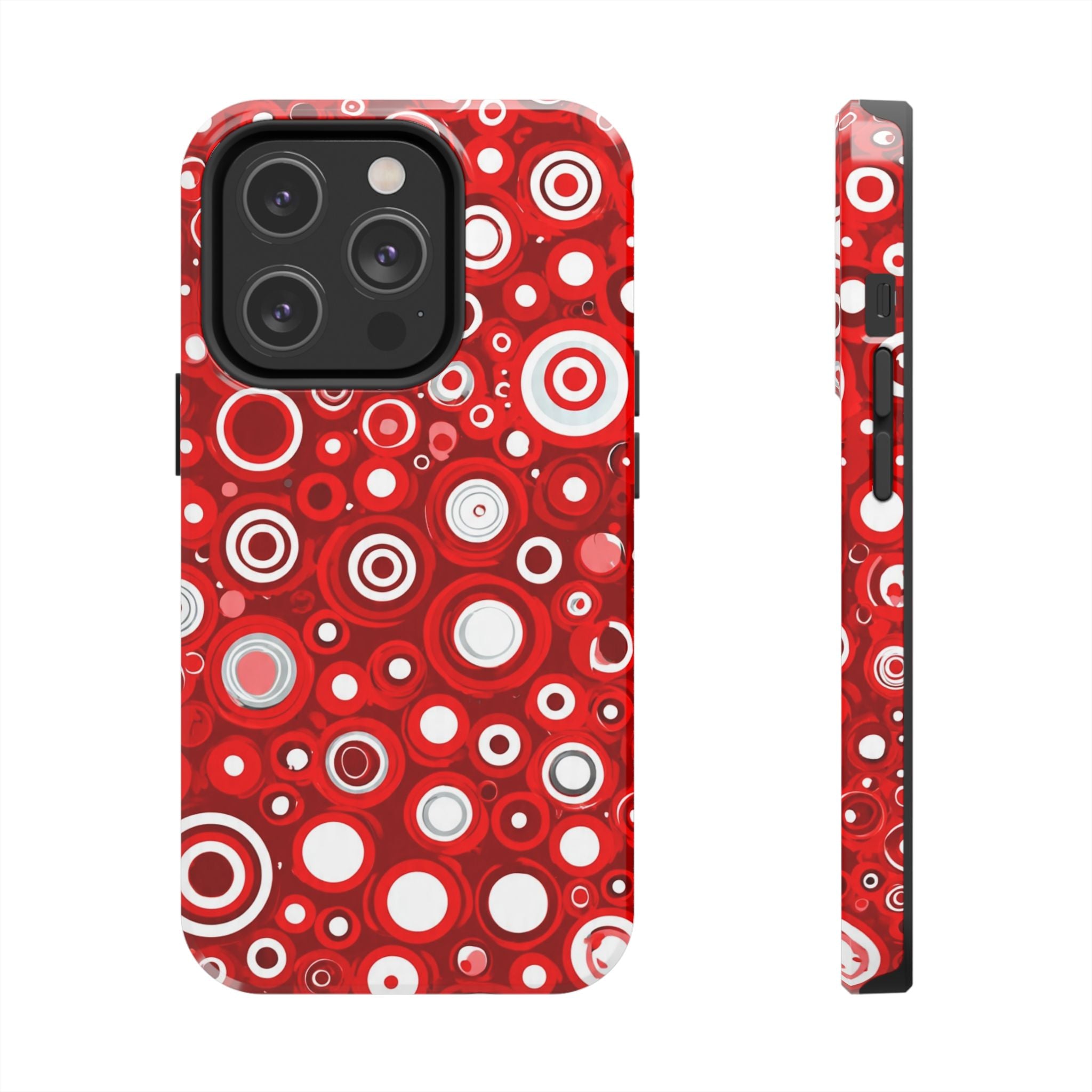 Red Retro Circles Tough Phone Case — Durable Shockproof Protective Cover