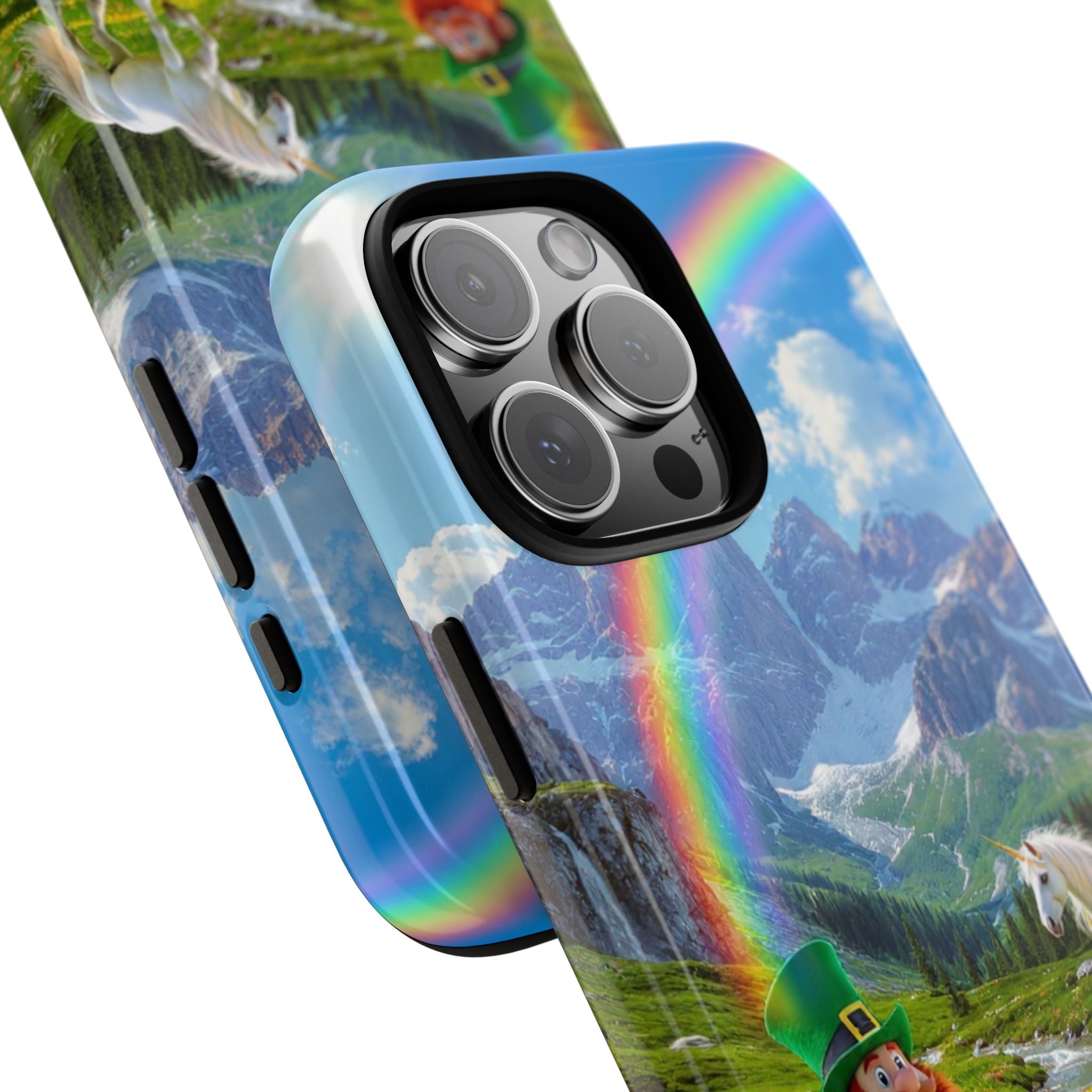 Lucky Leprechaun & Unicorn Phone Case — Rainbow Pot of Gold Protective Cover
