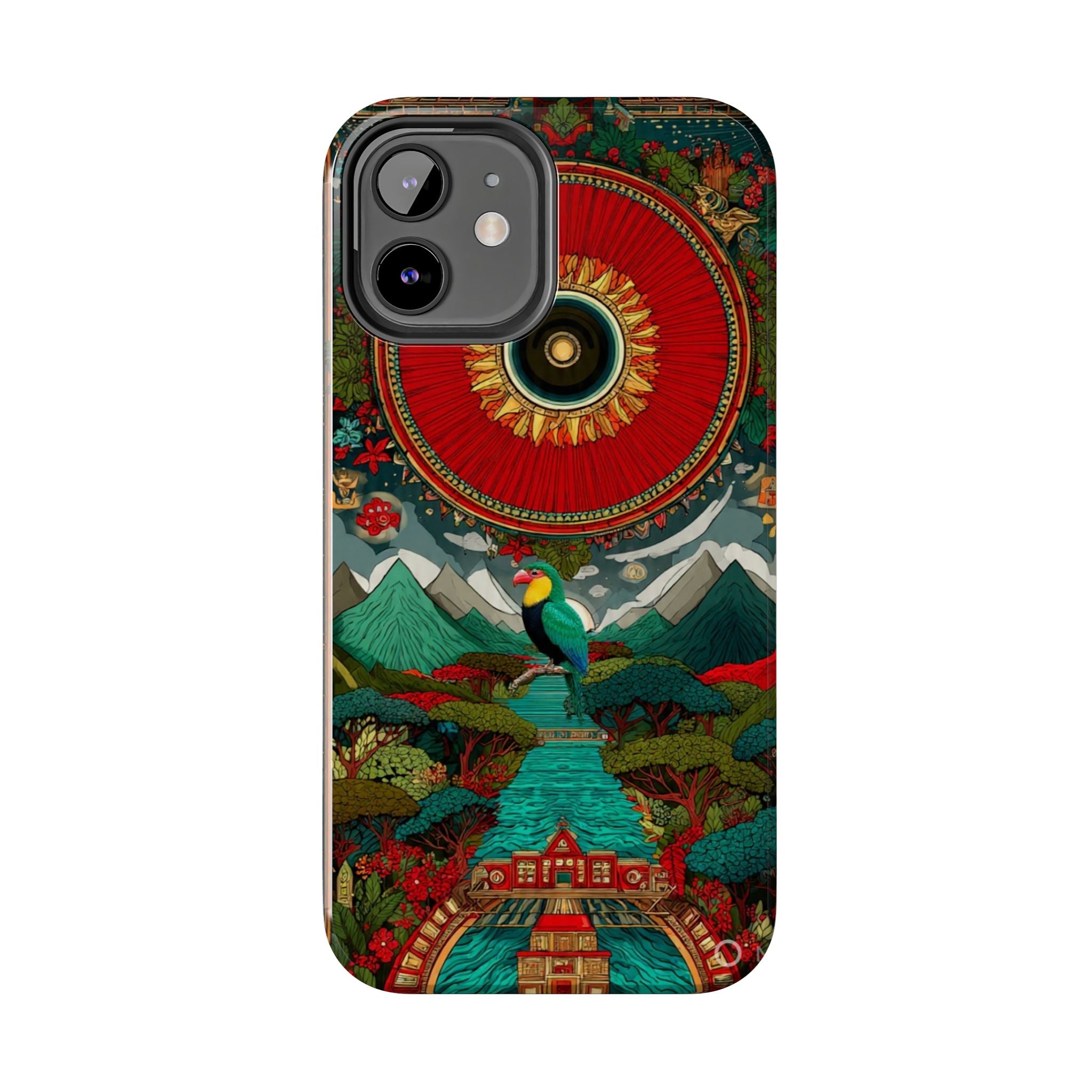 Tough Phone Case — Vibrant Tropical Mountain Bird Design