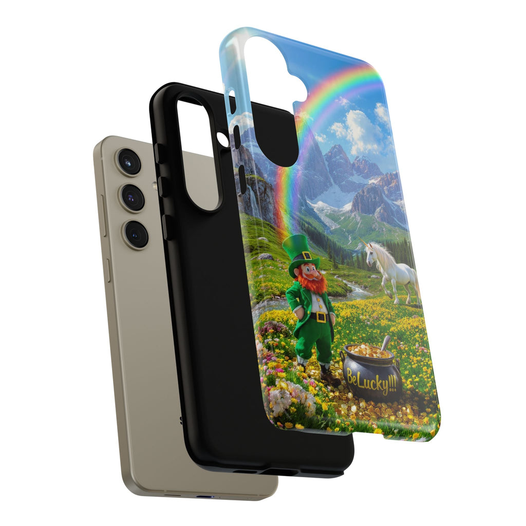 Lucky Leprechaun & Unicorn Phone Case — Rainbow Pot of Gold Protective Cover