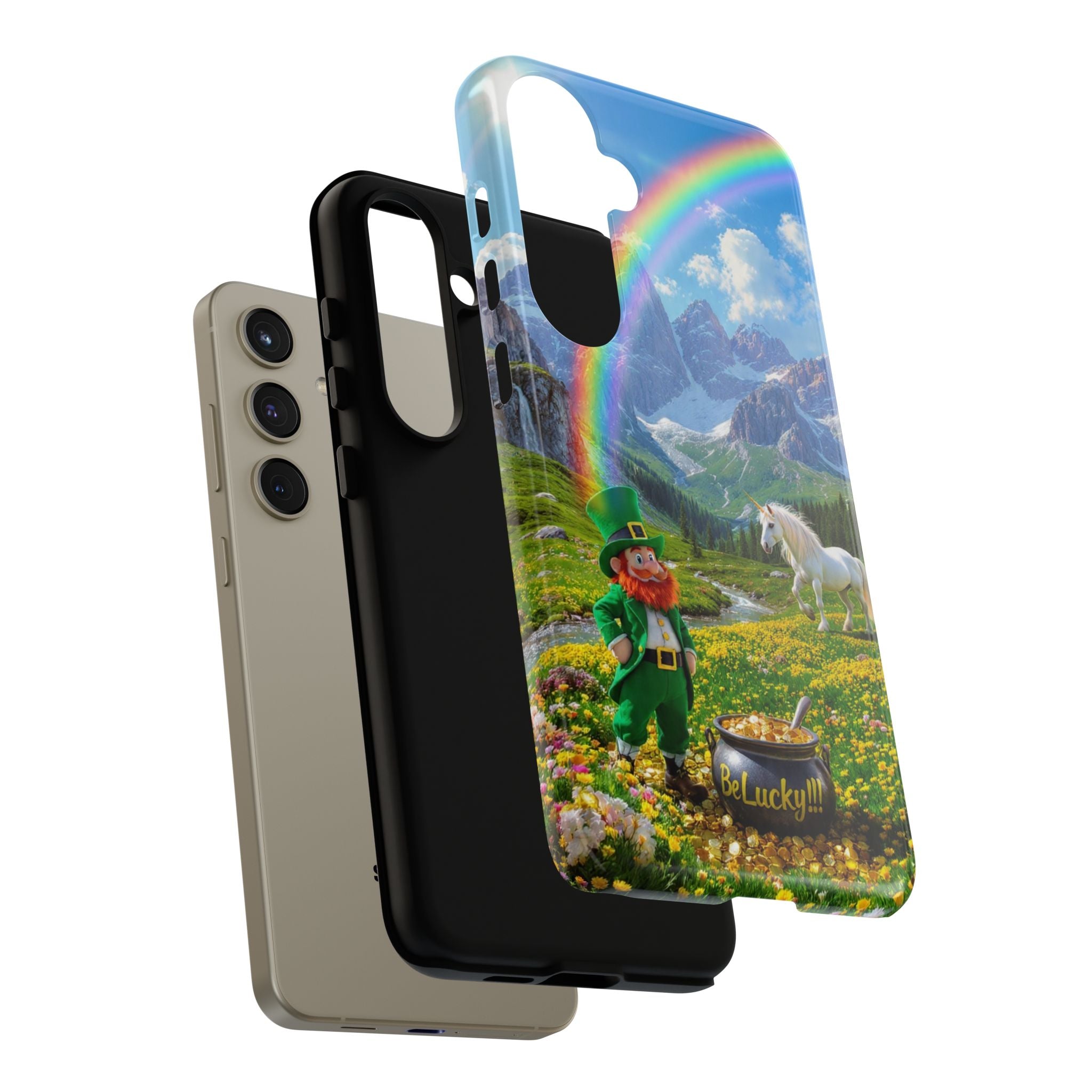 Lucky Leprechaun & Unicorn Phone Case — Rainbow Pot of Gold Protective Cover