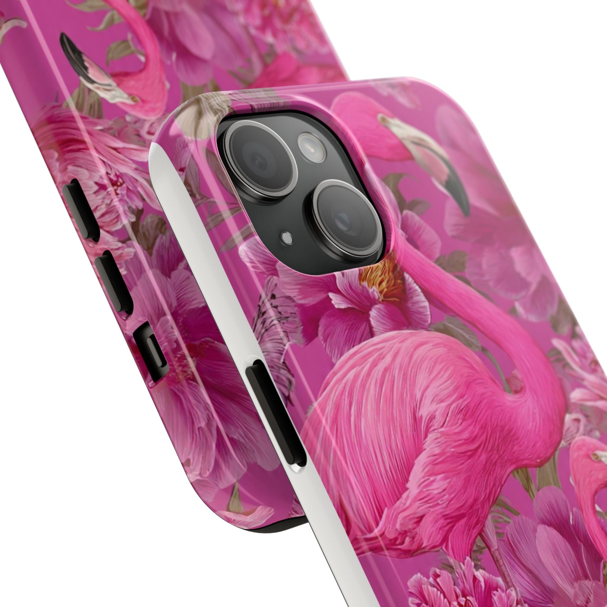Pink Flamingo Floral Tough Phone Case — Protective iPhone Cover