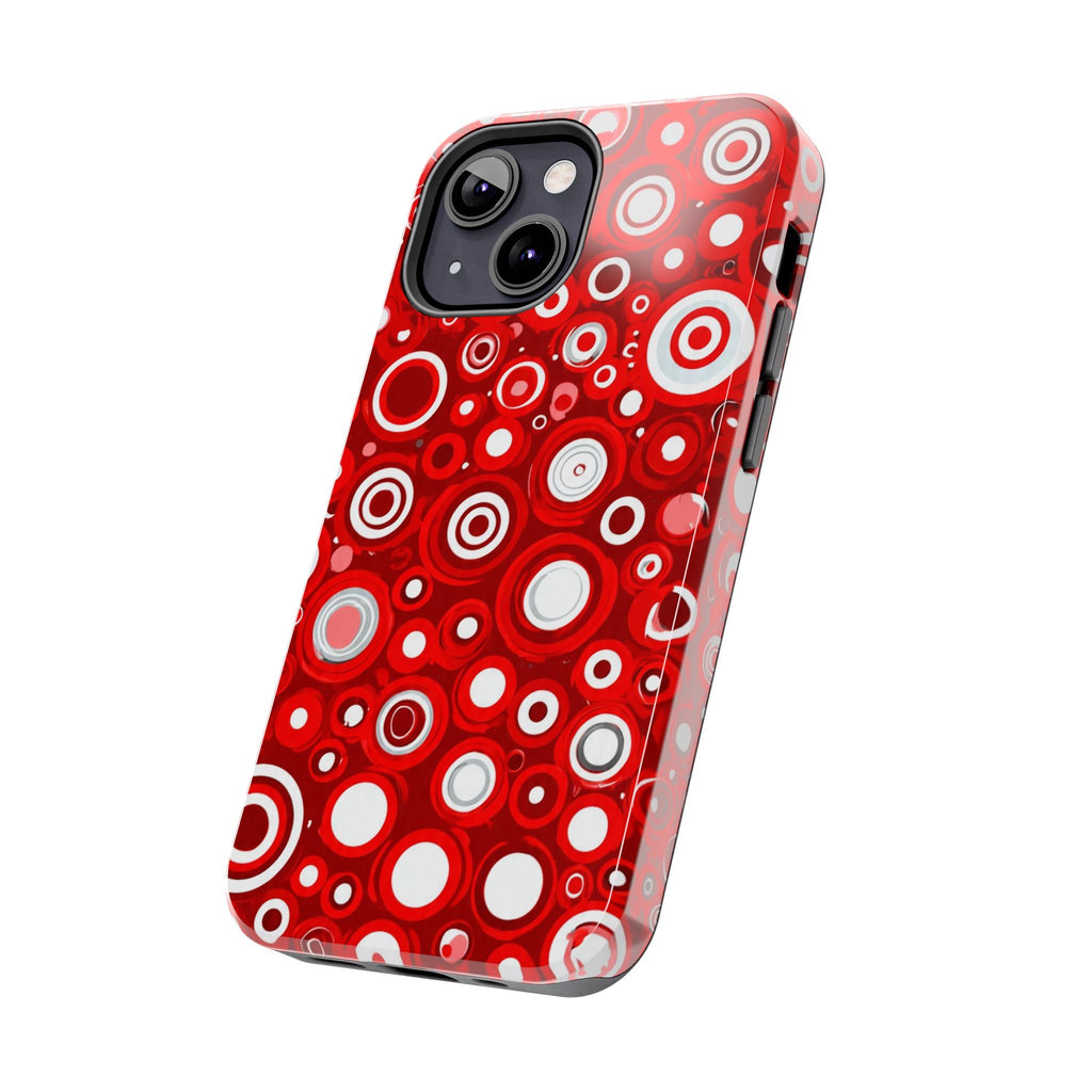 Red Retro Circles Tough Phone Case — Durable Shockproof Protective Cover