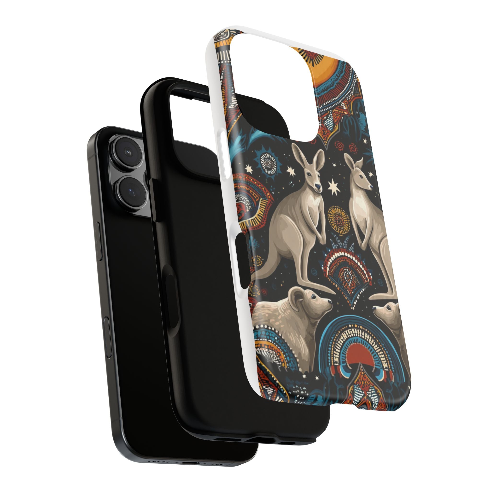 Kangaroo & Boomerang Tough Phone Case — Australian Wildlife Pattern