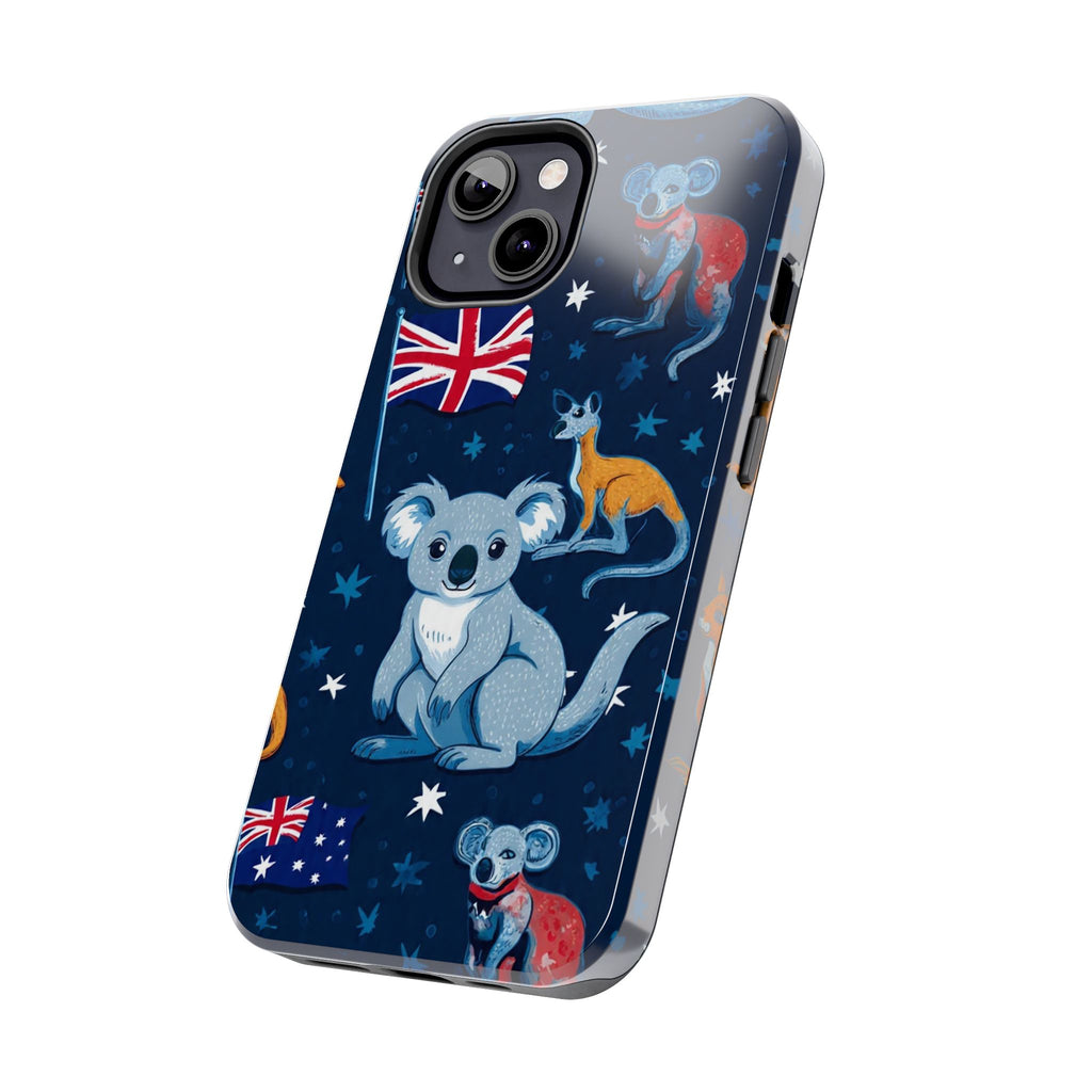 Australian Wildlife Tough Phone Case — Koala & Kangaroo Flag Design