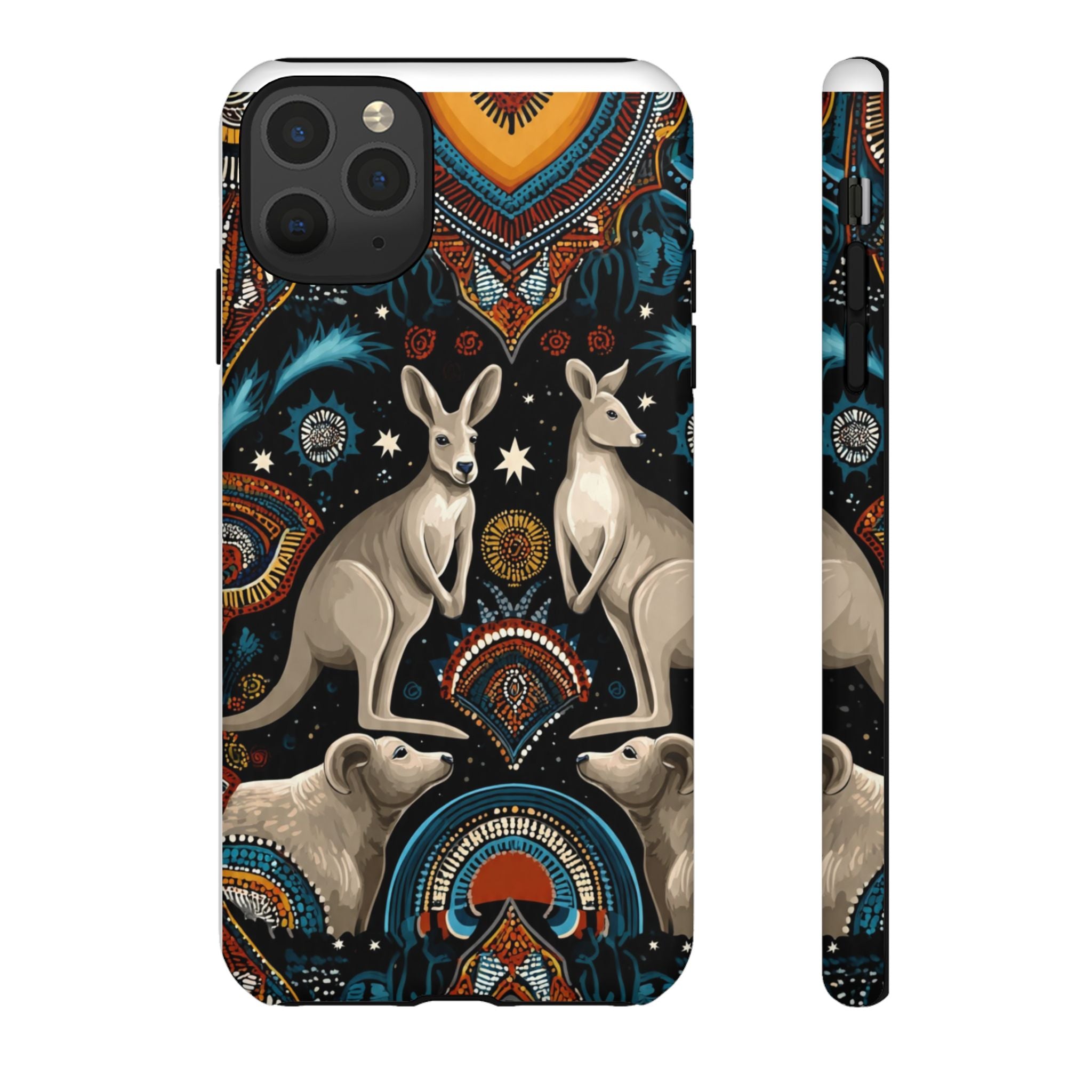 Kangaroo & Boomerang Tough Phone Case — Australian Wildlife Pattern