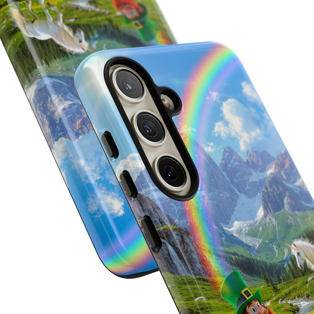 Lucky Leprechaun & Unicorn Phone Case — Rainbow Pot of Gold Protective Cover