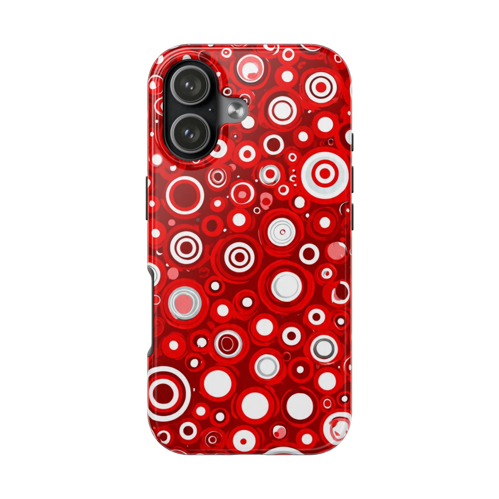 Red Retro Circles Tough Phone Case — Durable Shockproof Protective Cover