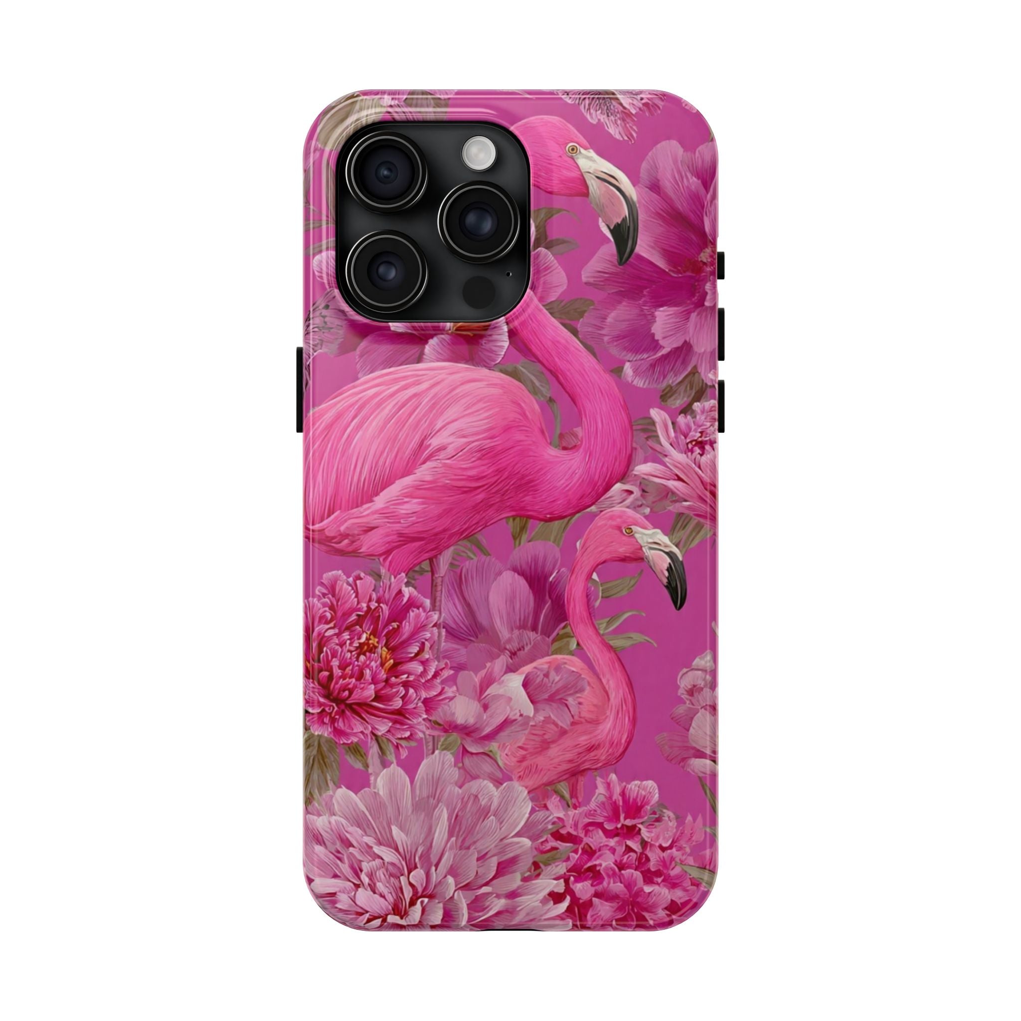 Pink Flamingo Floral Tough Phone Case — Protective iPhone Cover