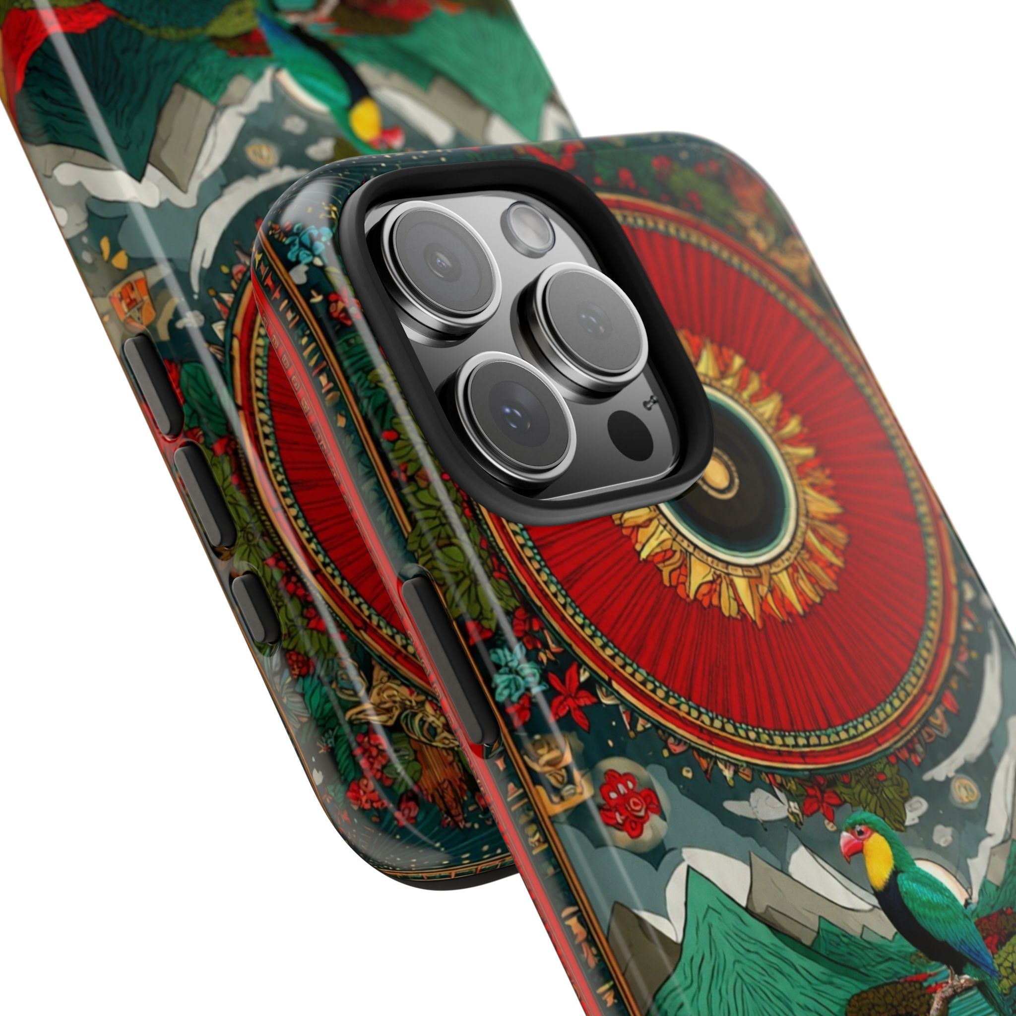 Tough Phone Case — Vibrant Tropical Mountain Bird Design