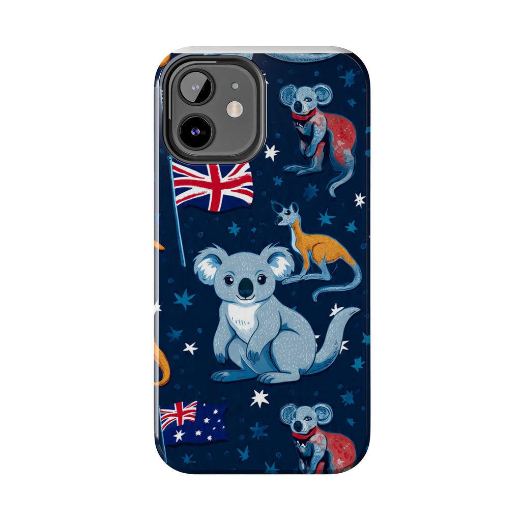 Australian Wildlife Tough Phone Case — Koala & Kangaroo Flag Design