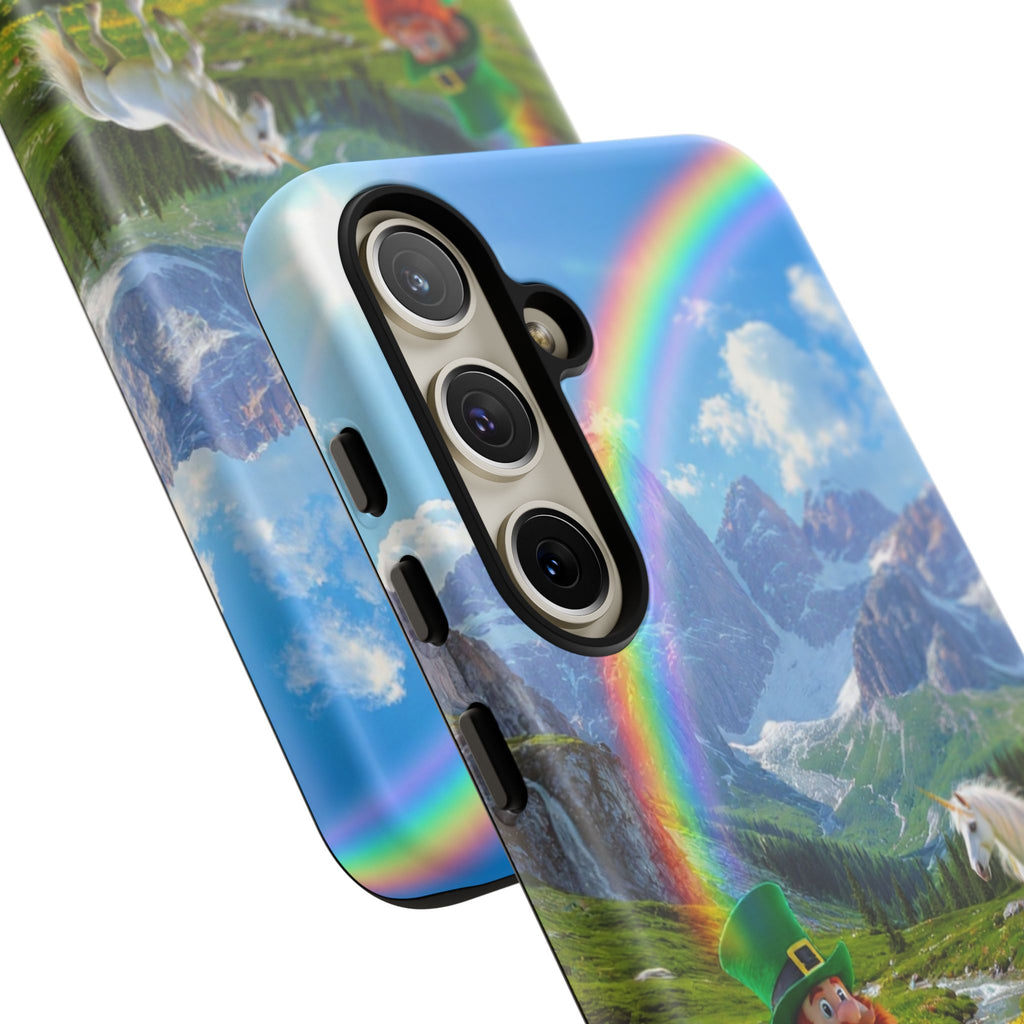 Lucky Leprechaun & Unicorn Phone Case — Rainbow Pot of Gold Protective Cover