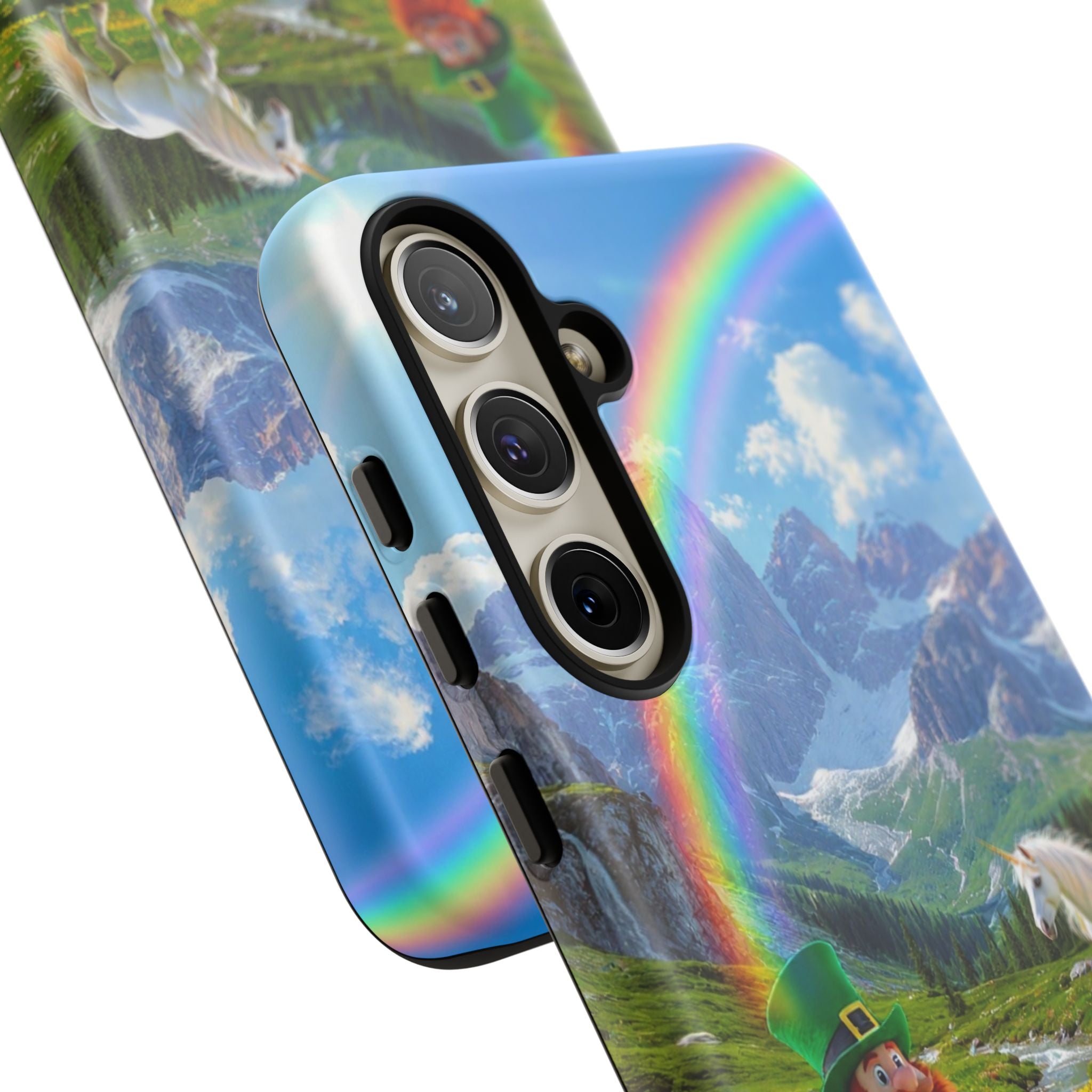 Lucky Leprechaun & Unicorn Phone Case — Rainbow Pot of Gold Protective Cover