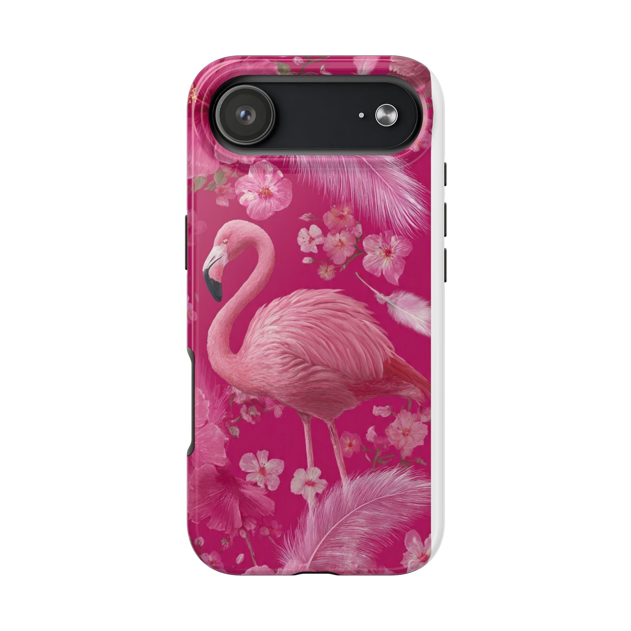 Flamingo Floral Tough Phone Case — Pink Tropical Feather Design